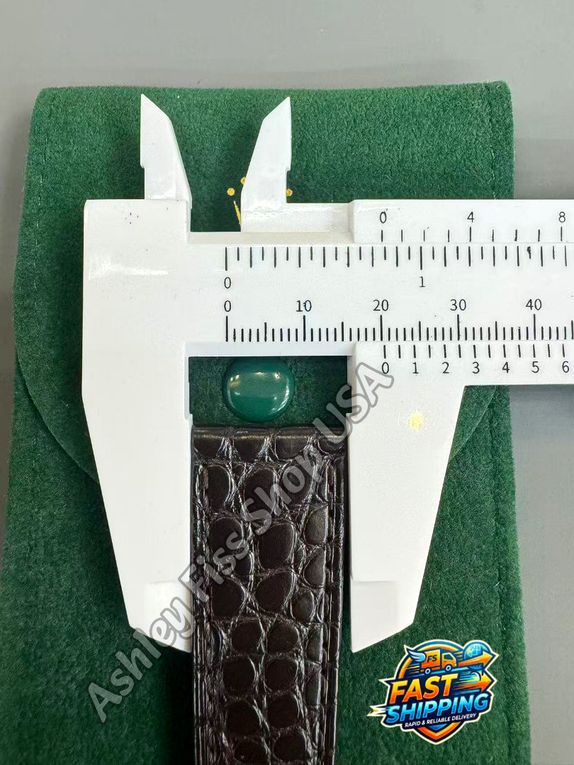 ROLEX Genuine Brown Crocodile Leather Watch Strap 20-16mm Silver Buckle NOS Rare