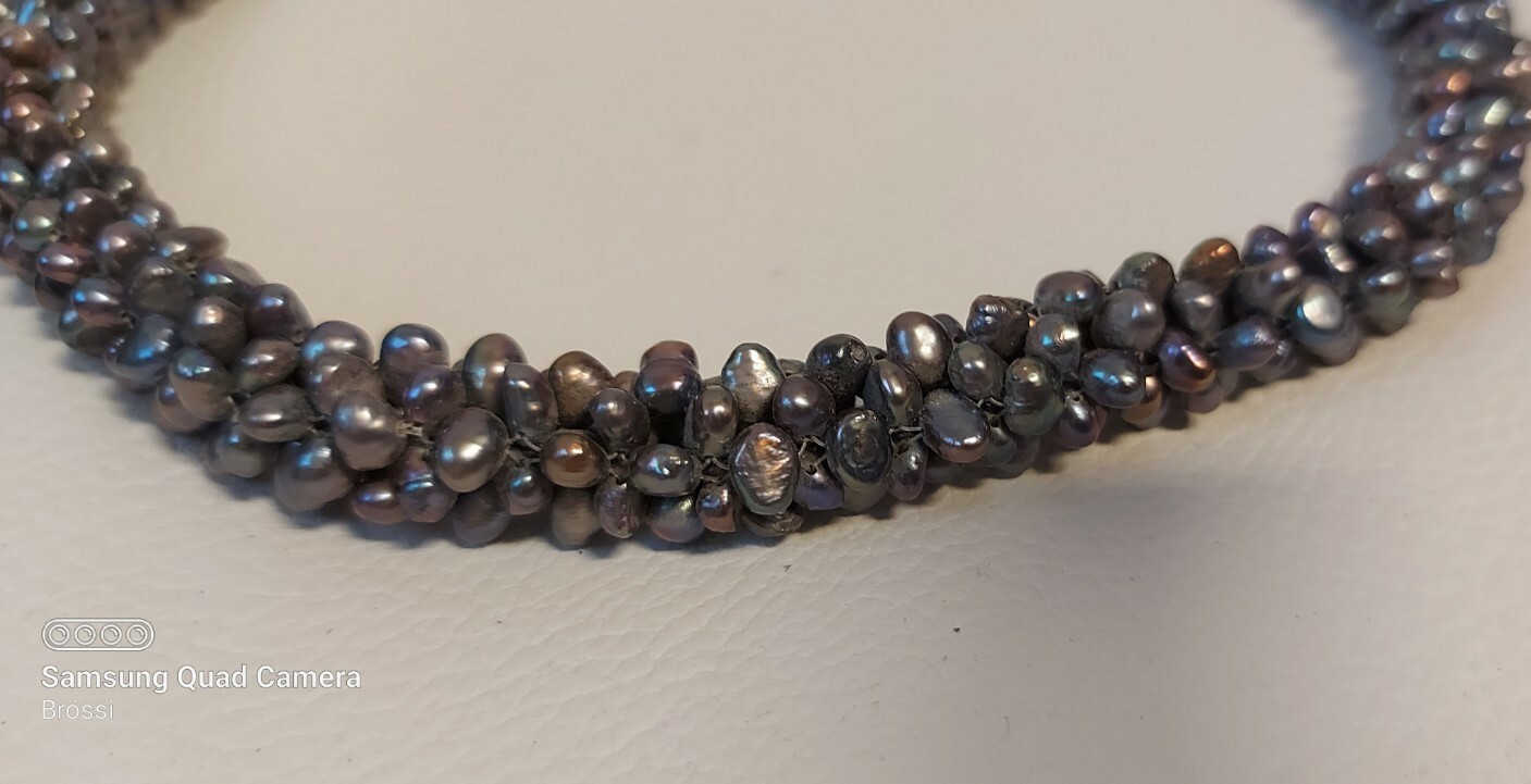 Pearl Choker Vintage Necklace Solid Pearl Charcoal From Italy