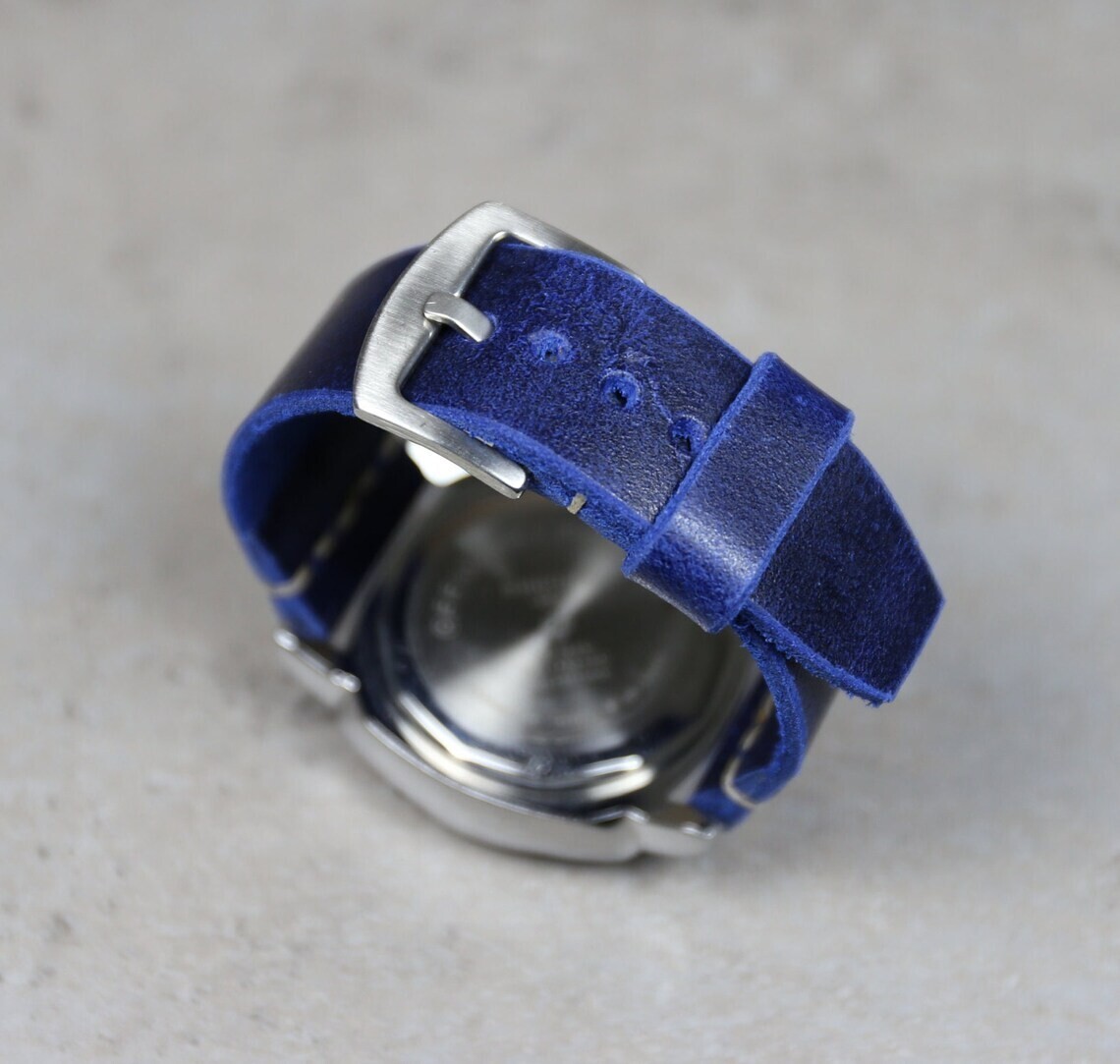 Distressed leather watch band Soft, Blue watch strap 18mm 20mm 22mm 24mm