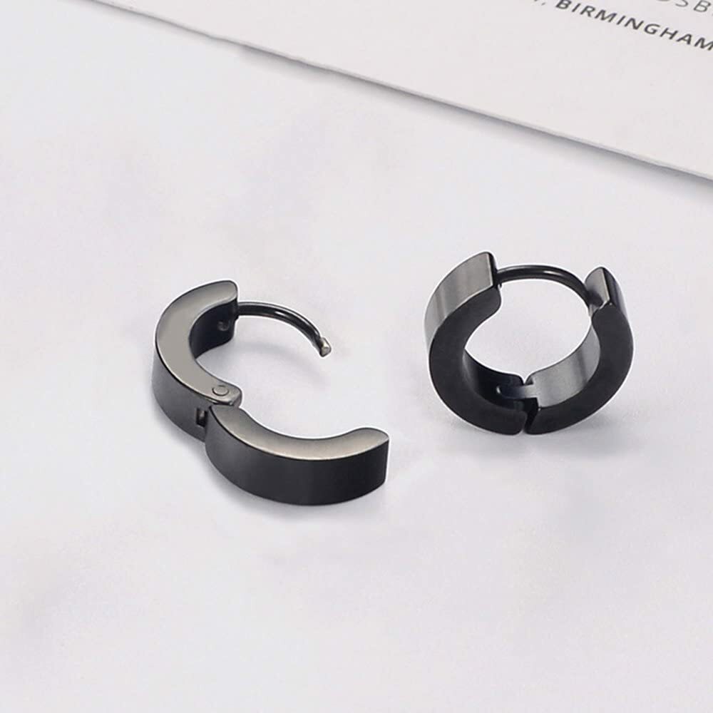 2PCS Stainless Steel Hoop Earrings for Men Women Small Hoop Huggie Ear Piercings