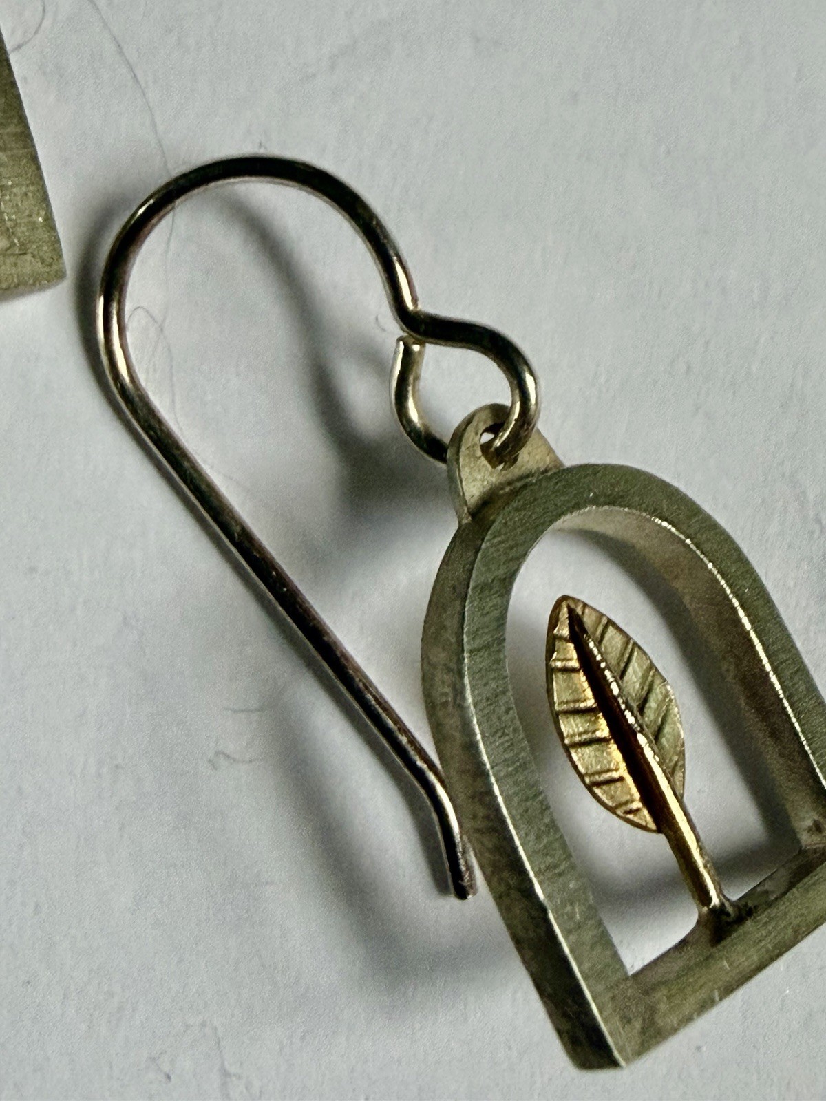 Vintage Karen Krieger Studio Sterling 14kt Gold Split Doorway Brooch & Earrings