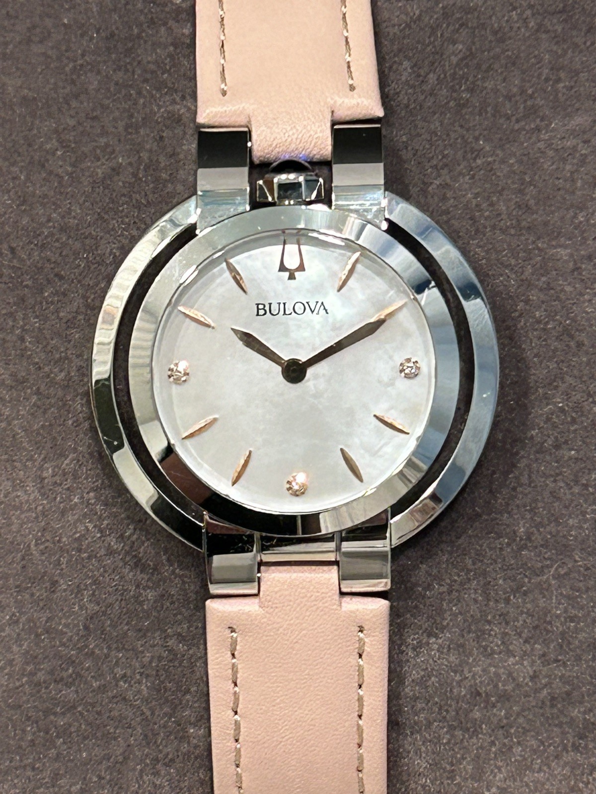 Bulova Rubaiyat Women’s Sapphire Crystal Stainless Steel Pink 36mm Watch 96P197