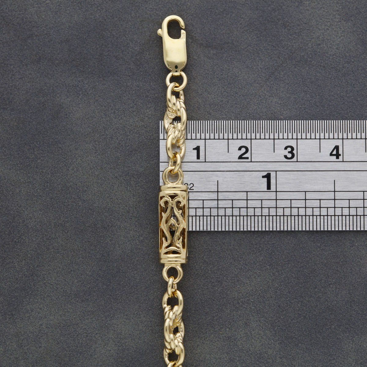 Pre-Owned 9ct Yellow Gold 7.75″ Fancy Bar Link Bracelet 196mm (7.75″)