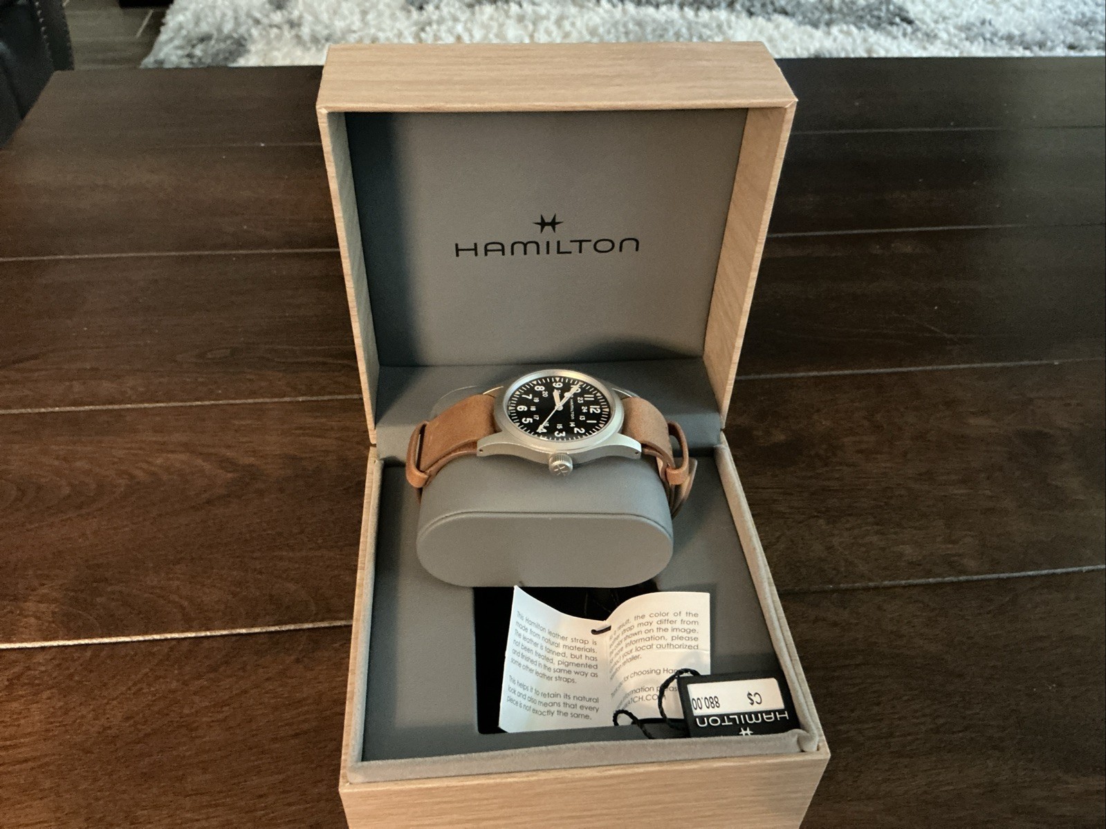 Hamilton Khaki Field Black Men’s Watch with Brown Leather Band – H69439511