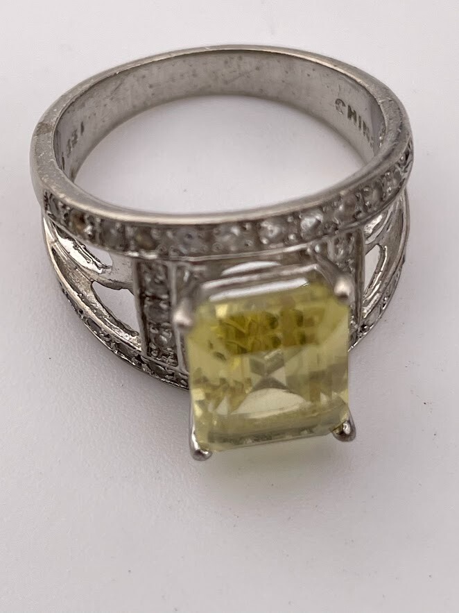 BBJ BANGKOK 925 STERLING SILVER 10.3X8.1MM CITRINE TOPAZ ACCENT RING SIZE 8 1135
