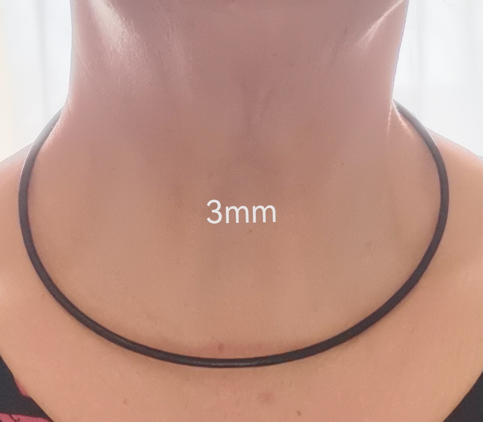 Black Genuine Leather Necklace – Sterling Silver Clasp. Choose Width & Length.