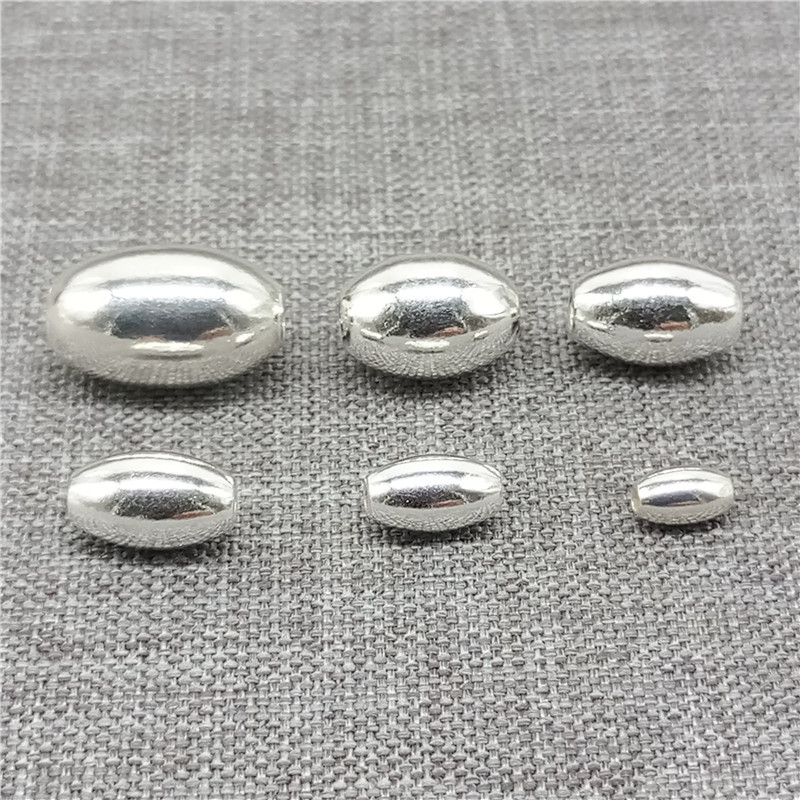 Bulk Sterling Silver Plain Oval Olive Rice Beads 3mm 4mm 5mm 6mm 7mm 8mm