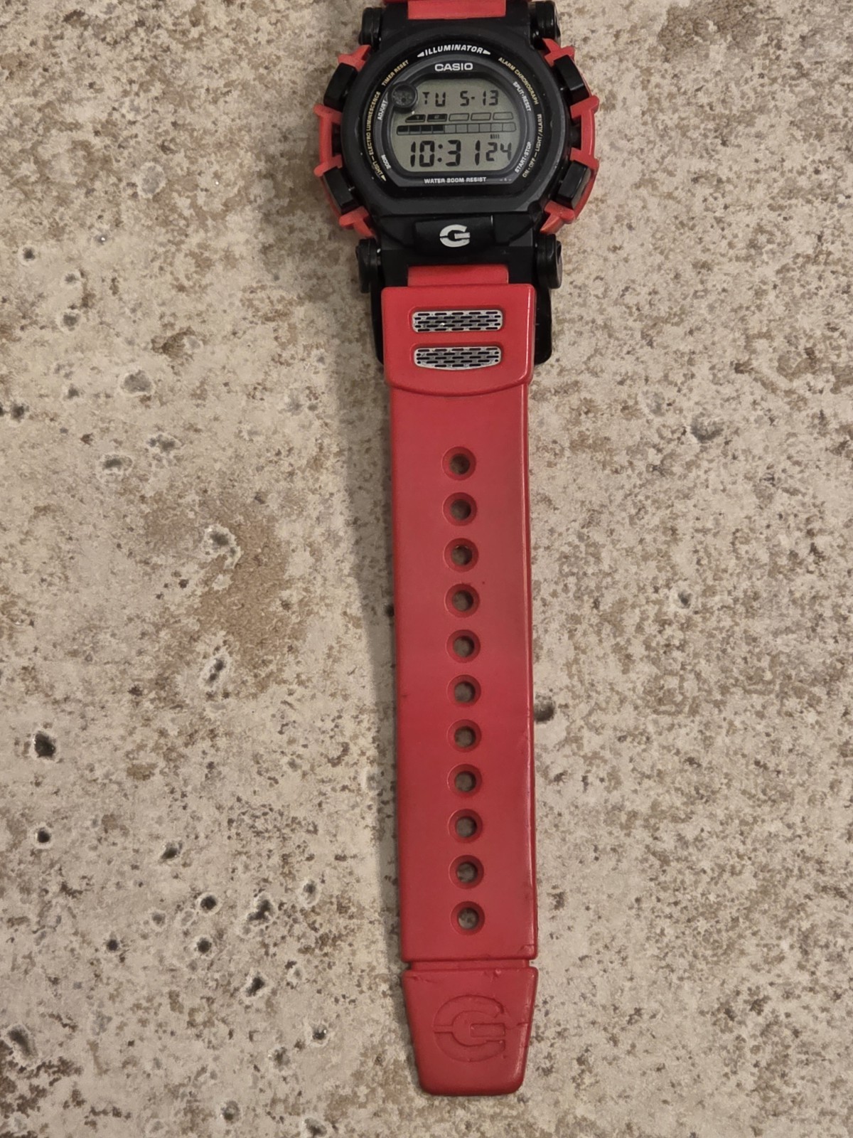 Casio G-Shock DW-003 1597 Watch Digital Black Red Round (WORKING) *PLEASE READ*