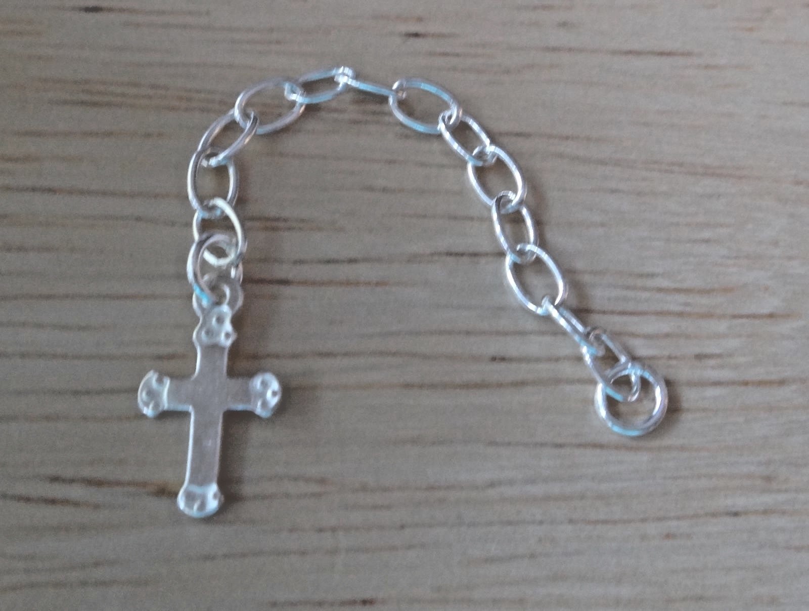 Sterling Silver 5 cm or 2 inch Extension with Cross Charm for Bracelet or Chain