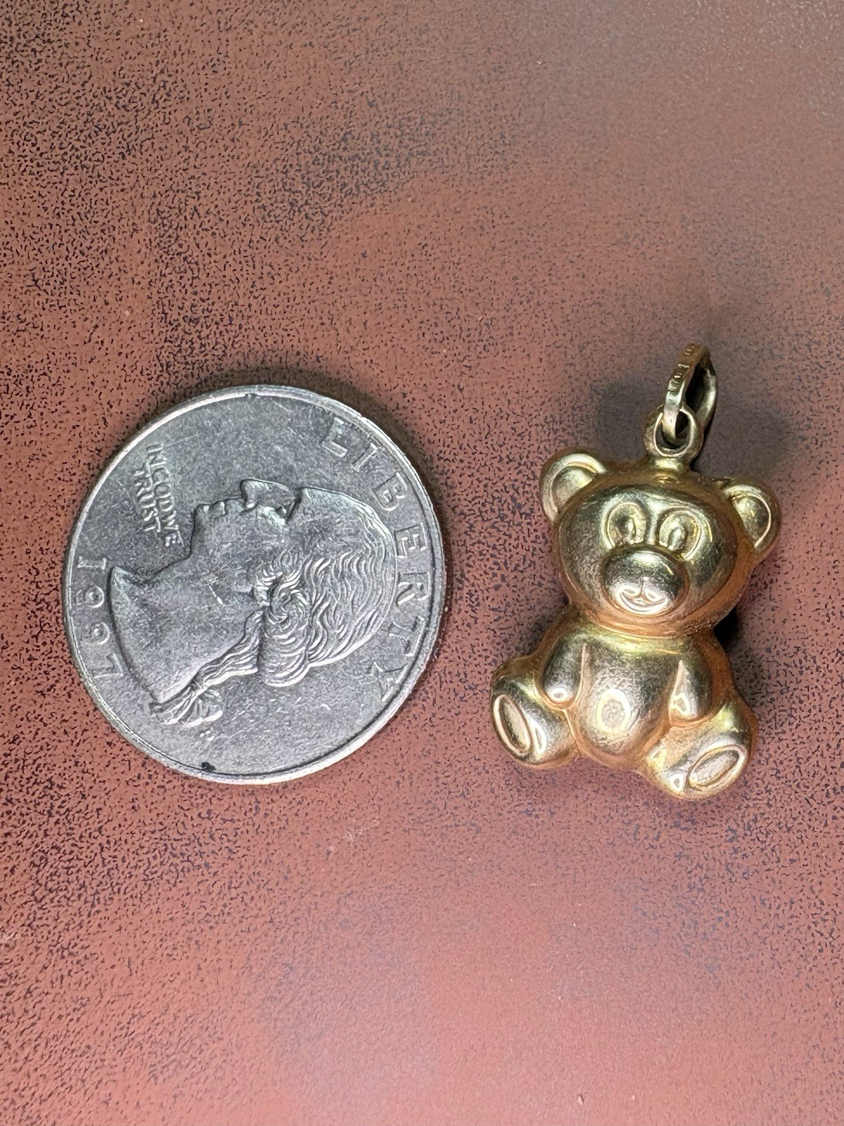 14k Yellow Gold 3D Teddy Bear Italy Large Puffy 2.50G Pendant Charm 25mm 585