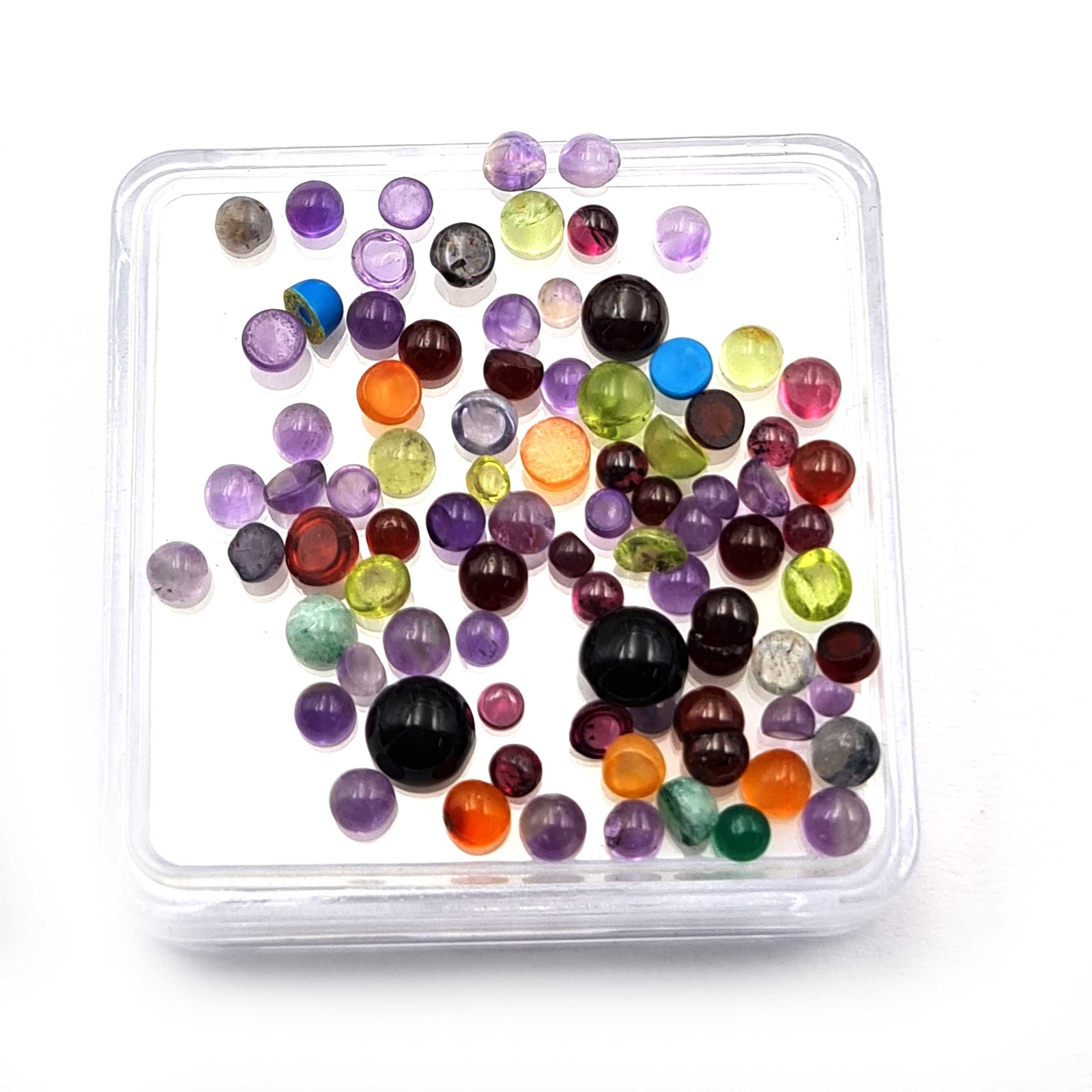 Natural Multi Stone Mix Size Round Cabochon Loose Gemstone Lot 100 Pcs 2-5 MM