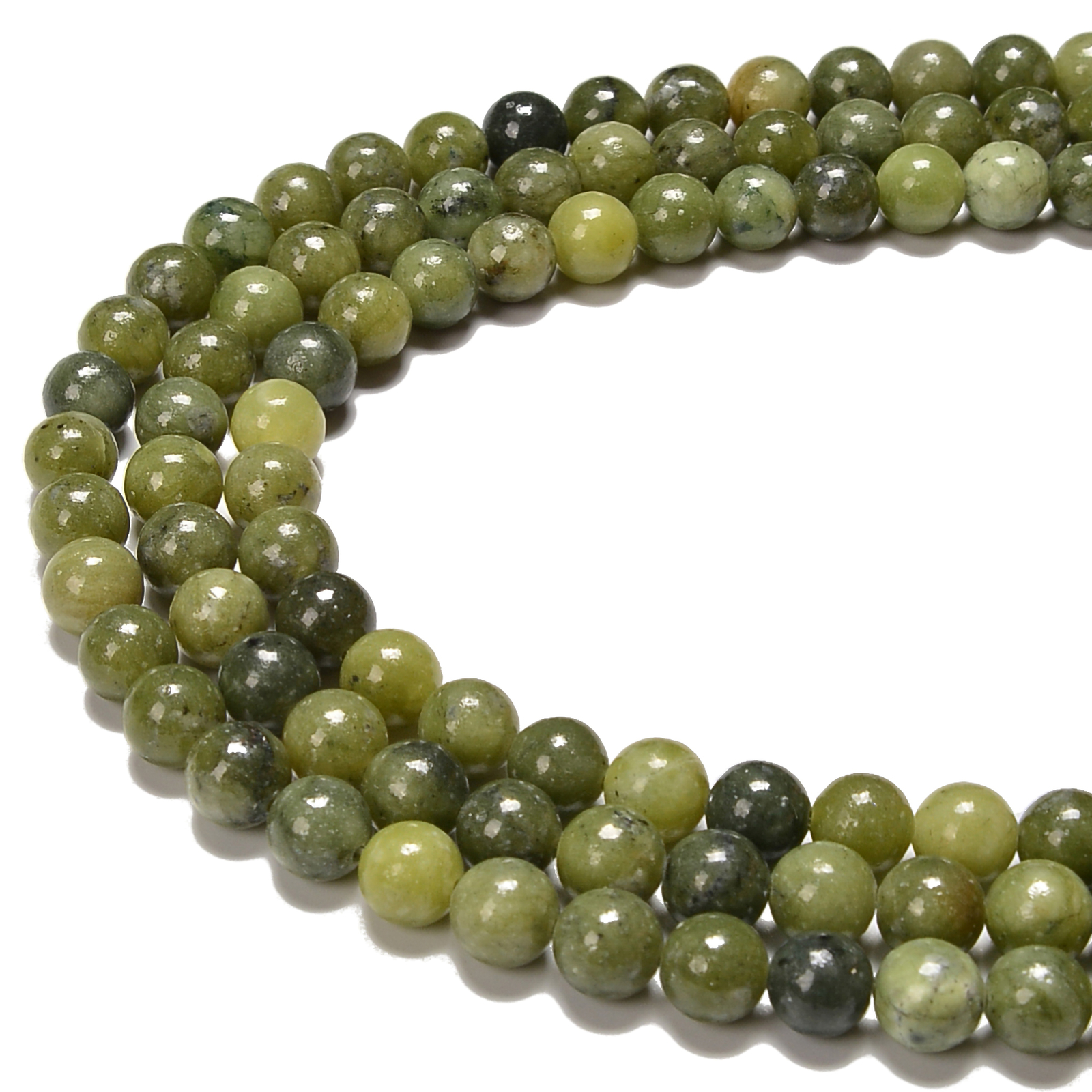 Natural Chinese Green Jade Smooth Round Beads Size 4mm – 12mm 15.5” Strand