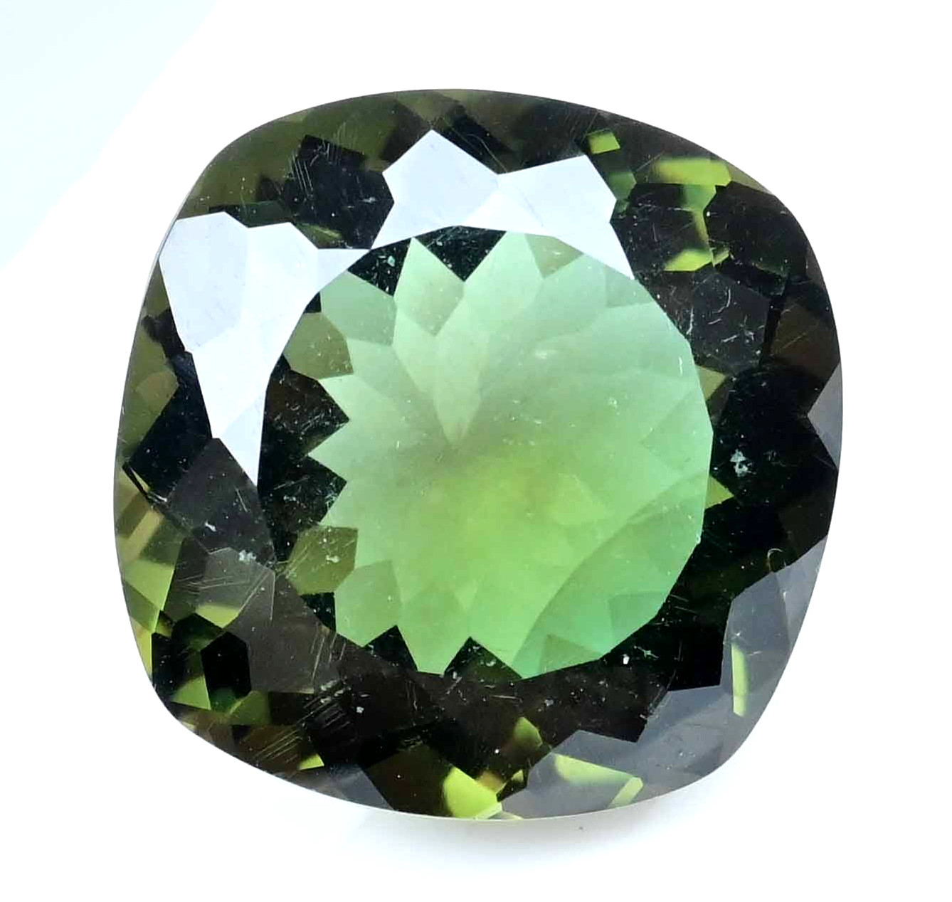Stunning Natural Greenish Moldavite 25.05 Ct Cushion Cut Certified Rare Gemstone