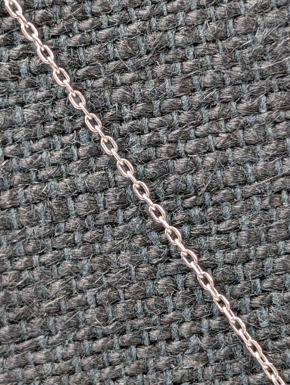 Signed Sterling Silver Pave CZ Circle Cable Chain 925 Necklace 15.75″-18.5″ Adj.