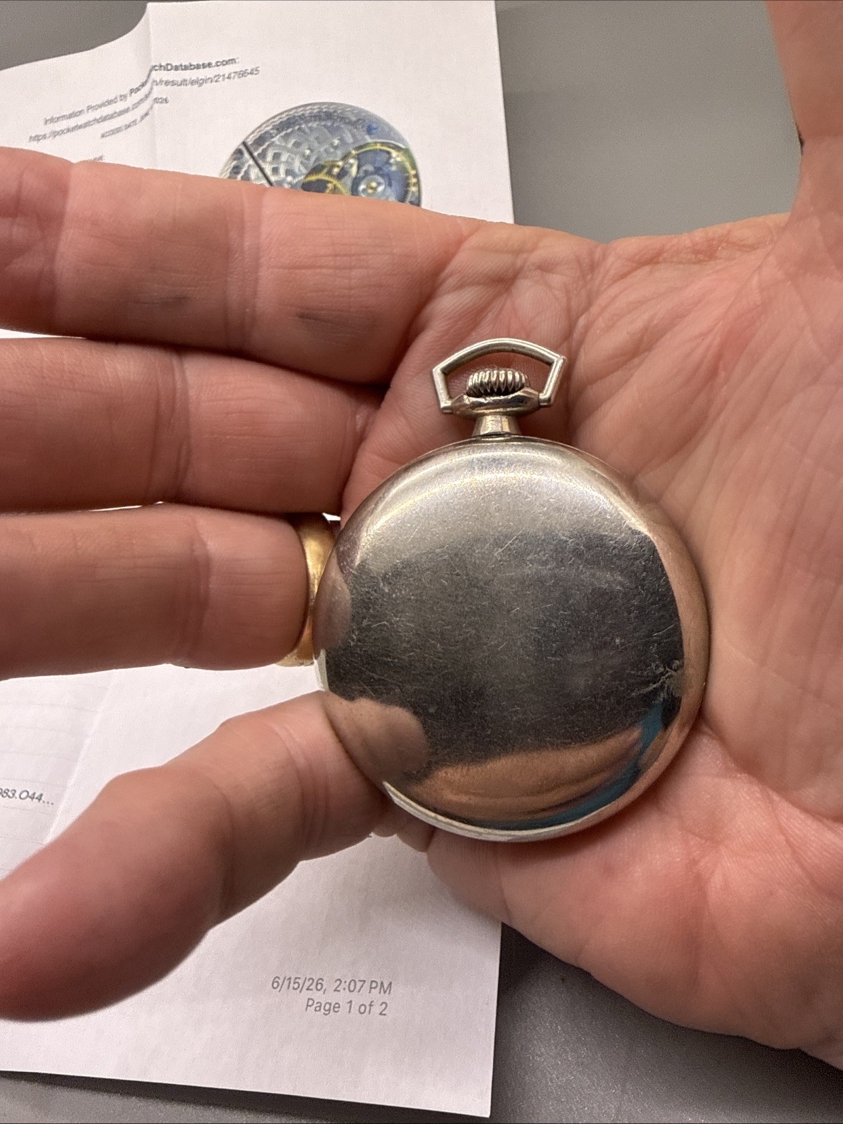 1919 Elgin Grade 291 Sz.16s 7 Jewels Keystone Nickel Case Fully Functional