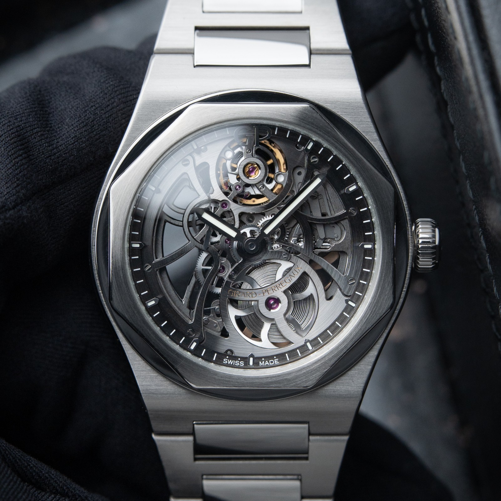 Girard Perregaux Laureato Skeleton SERVICED Openworked Steel Bracelet 42mm Watch