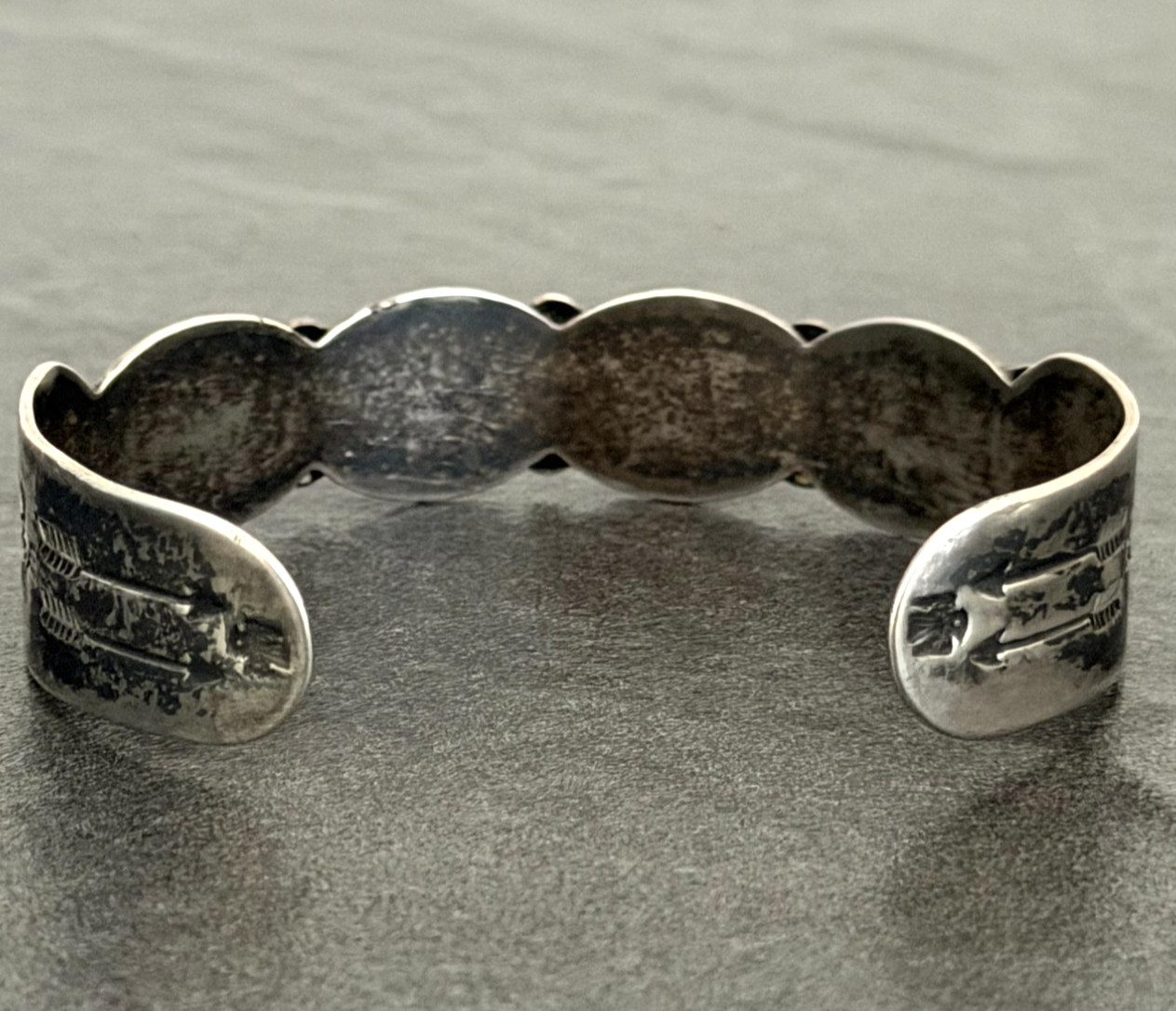 OLD Fred Harvey Era Navajo CERRILLOS Turquoise Silver Bracelet 7 in