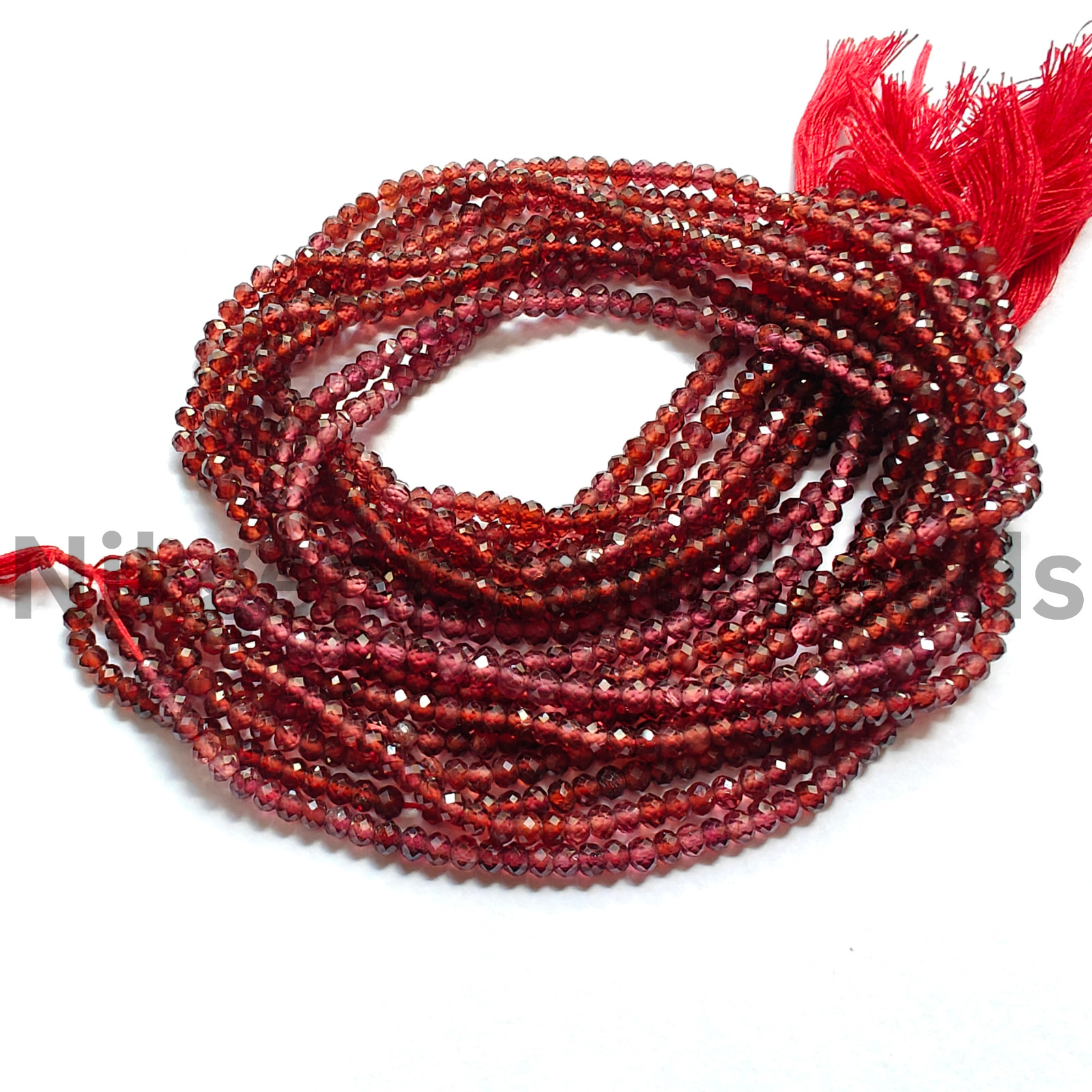 Natural Red-Pink Garnet Beads, Micro Faceted Round Cut Gems, 3.50-3.75 MM.
