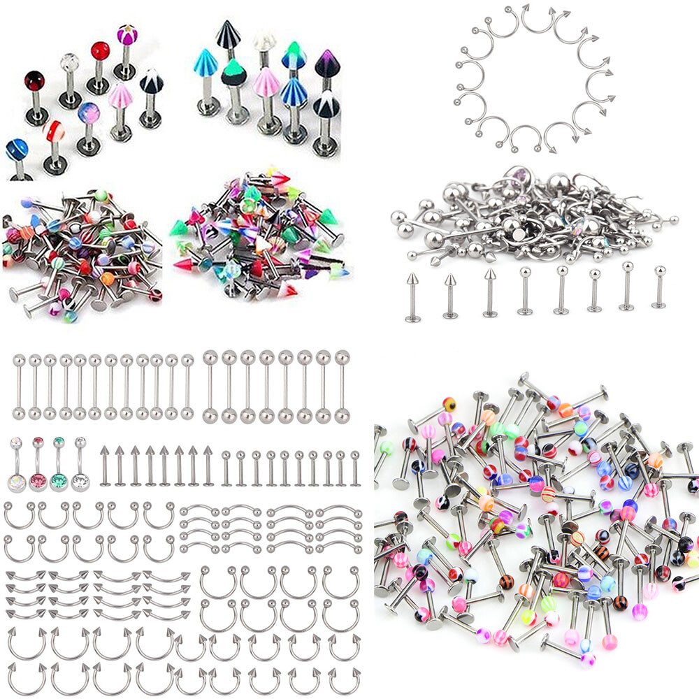20-110X/Lots Wholesale Bulk Body Piercing Eyebrow Jewelry Belly Tongue Bar Ring