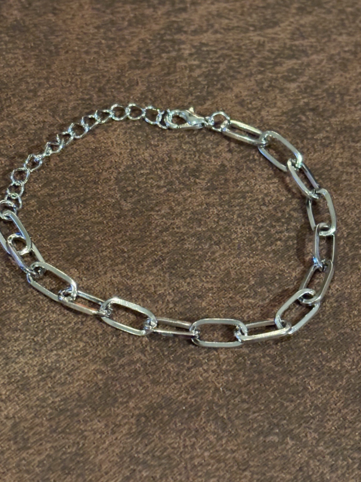 NEW Stainless Steel Paper Clip Chain Link Bracelet (8″) Adjustable Lightweight