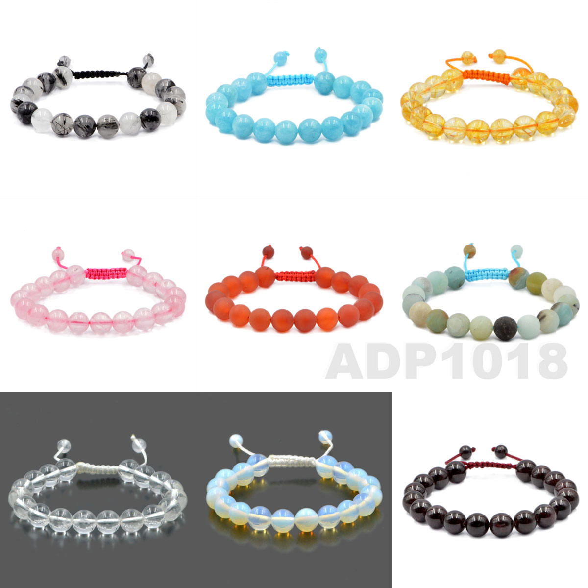 10mm Natural Gemstone Bracelets Healing Power Crystal Macrame Adjustable 7″-9 “