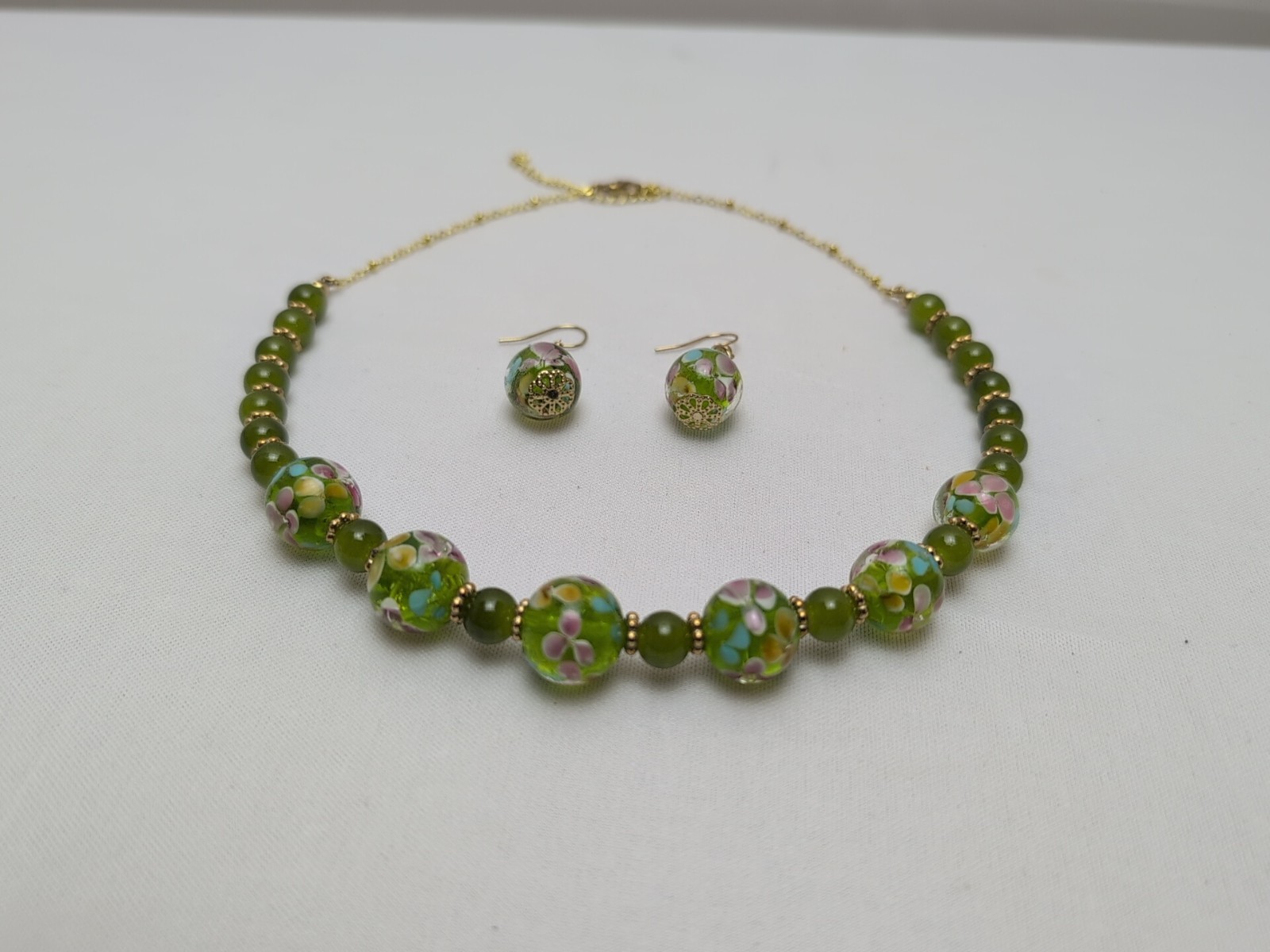 The Skyline Collection Glass Beads Necklace & Earring Set 20 inch