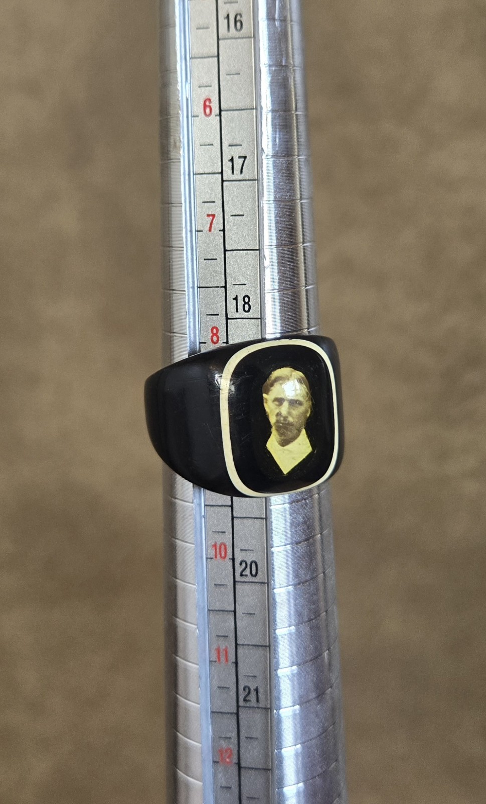 Antique Celluloid Prison Mourning Black Ring Handmade Size 8 or 8.5