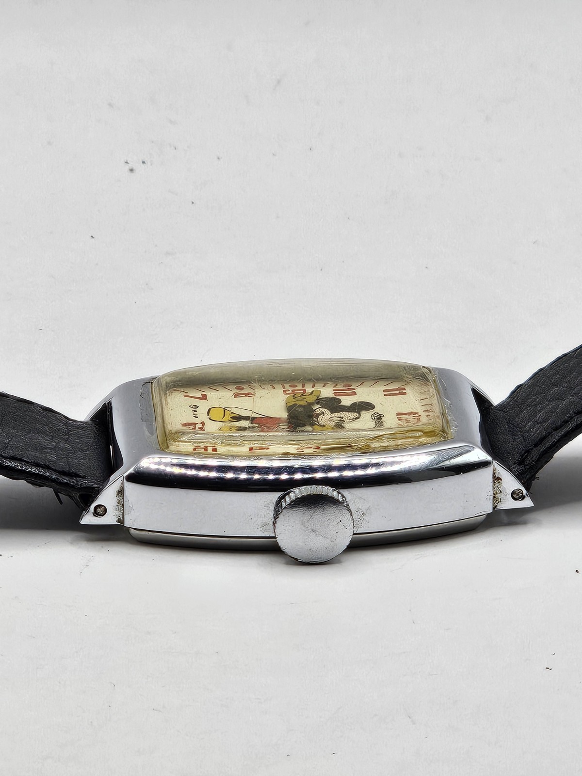 Rare 1947 Ingersoll US Time Mickey Mouse (Measles) Wristwatch Running