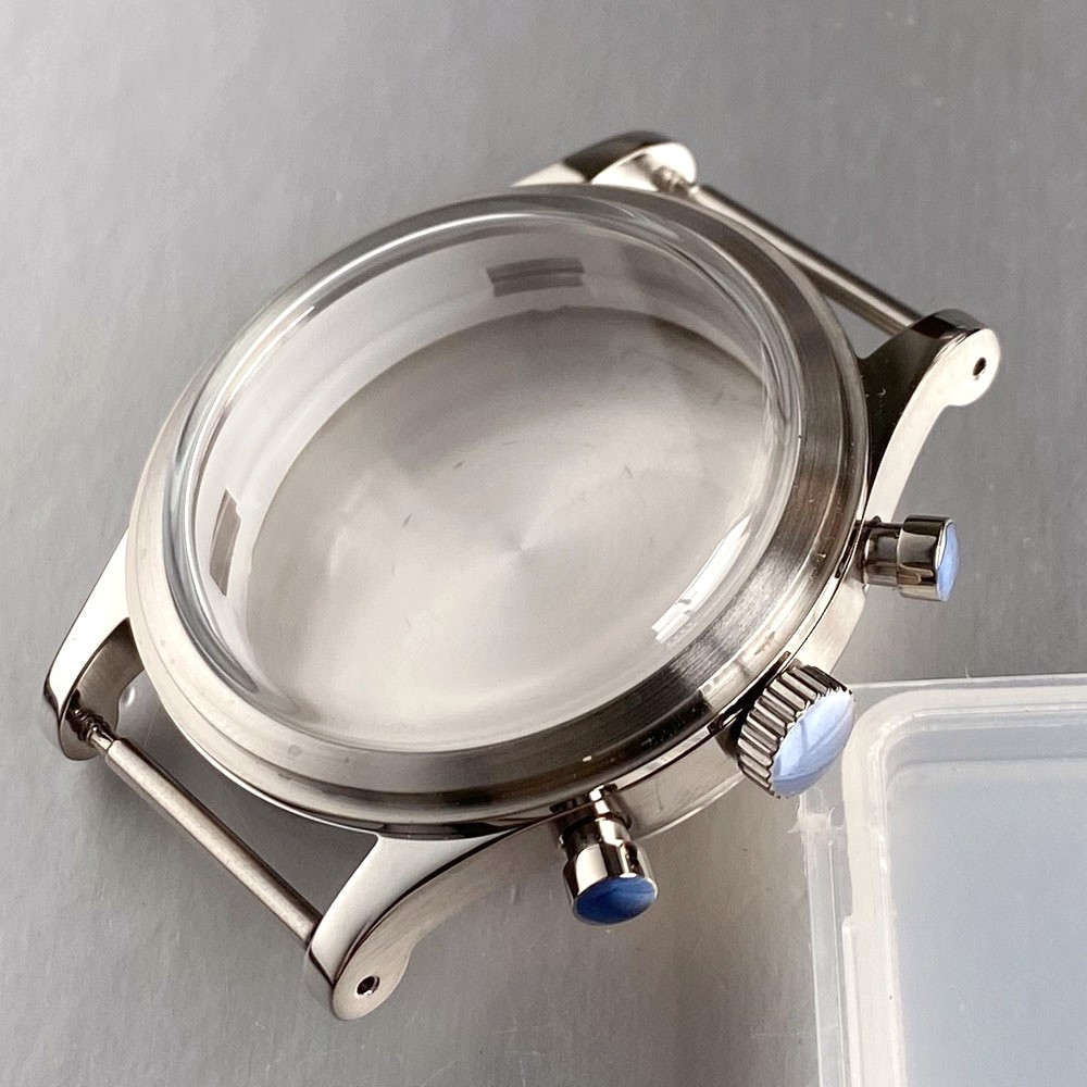 38mm Retro Stainless Steel Watch Case Dial For Miyota OS20 Chronograph Quartz