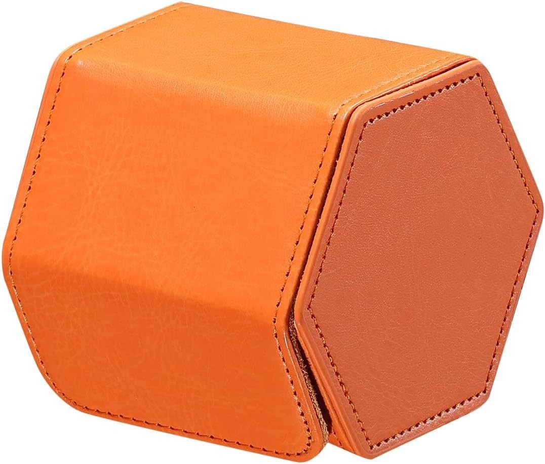 Orange Leather Watch Travel Case with Removable Cushions – Gift Ready