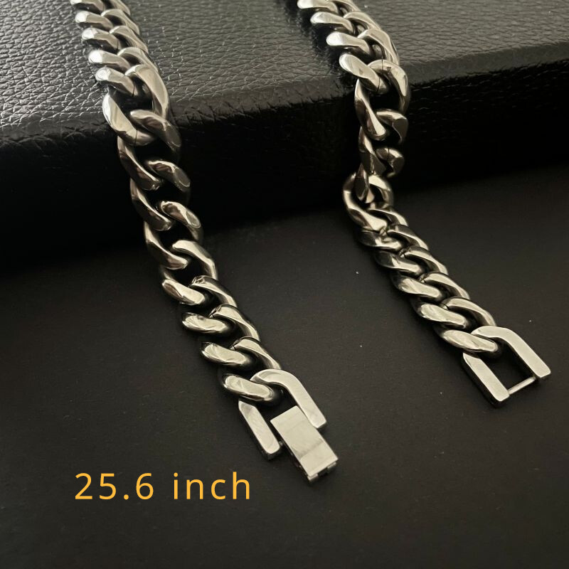 TA1 Pure Titanium Necklace 10.5mm Grinding Six Faces Be Antiallergic 25.6 inch