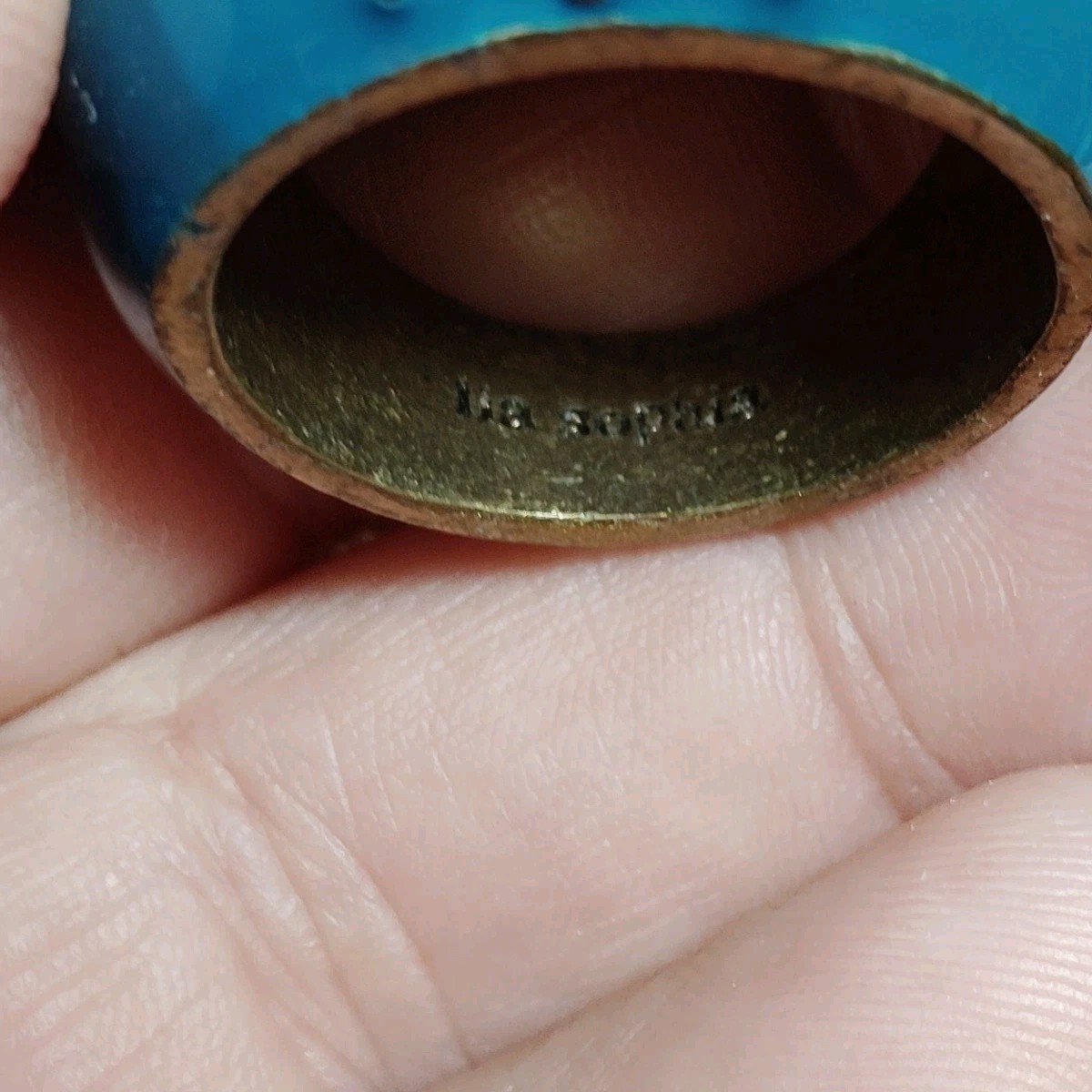 Lia Sophia Ring Taj Mahal Blue Cocktail Large Statement Sz 10 Jewelry Signed VTG