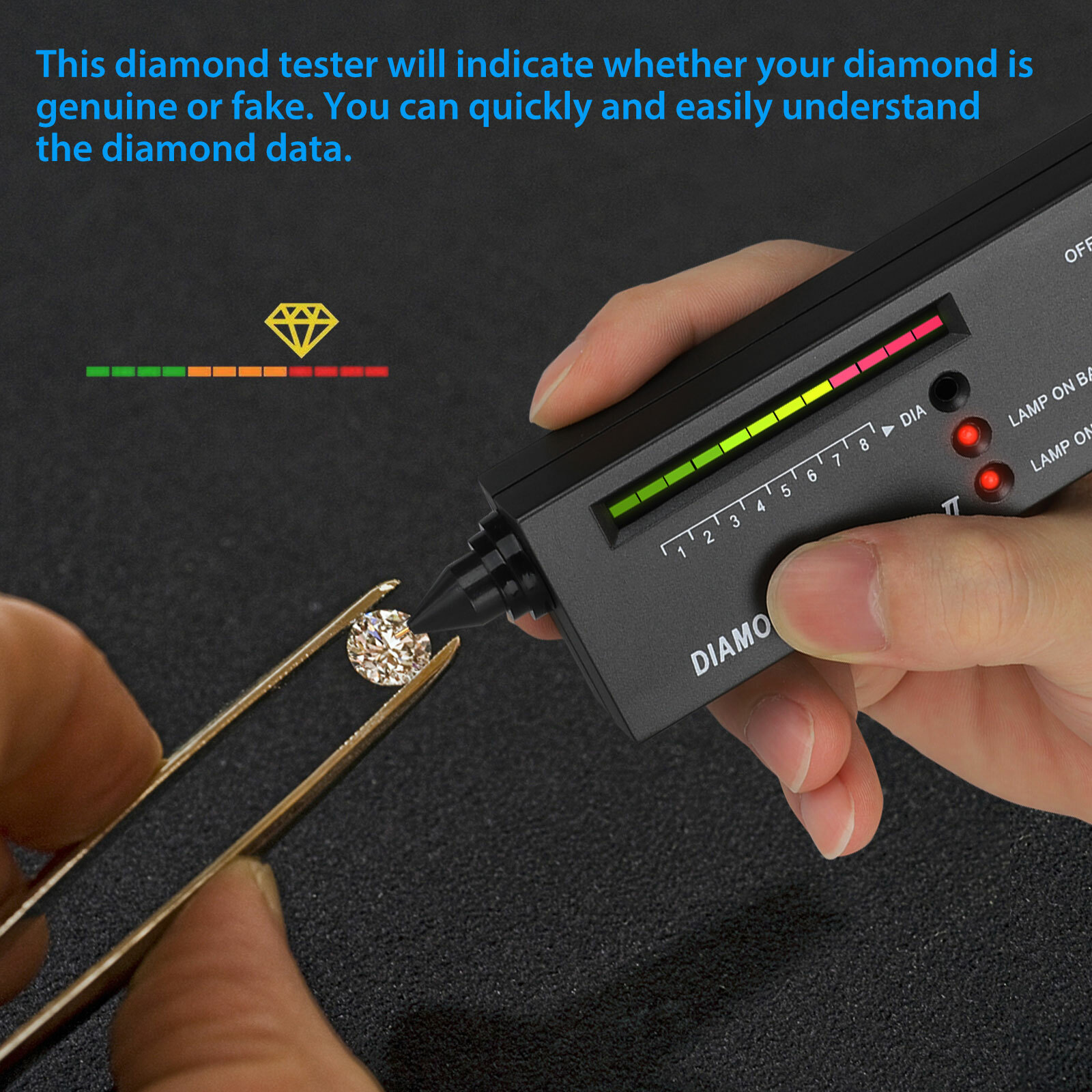 Portable Diamond Gem Tester Selector with Case Gemstone Platform Jeweler Tool