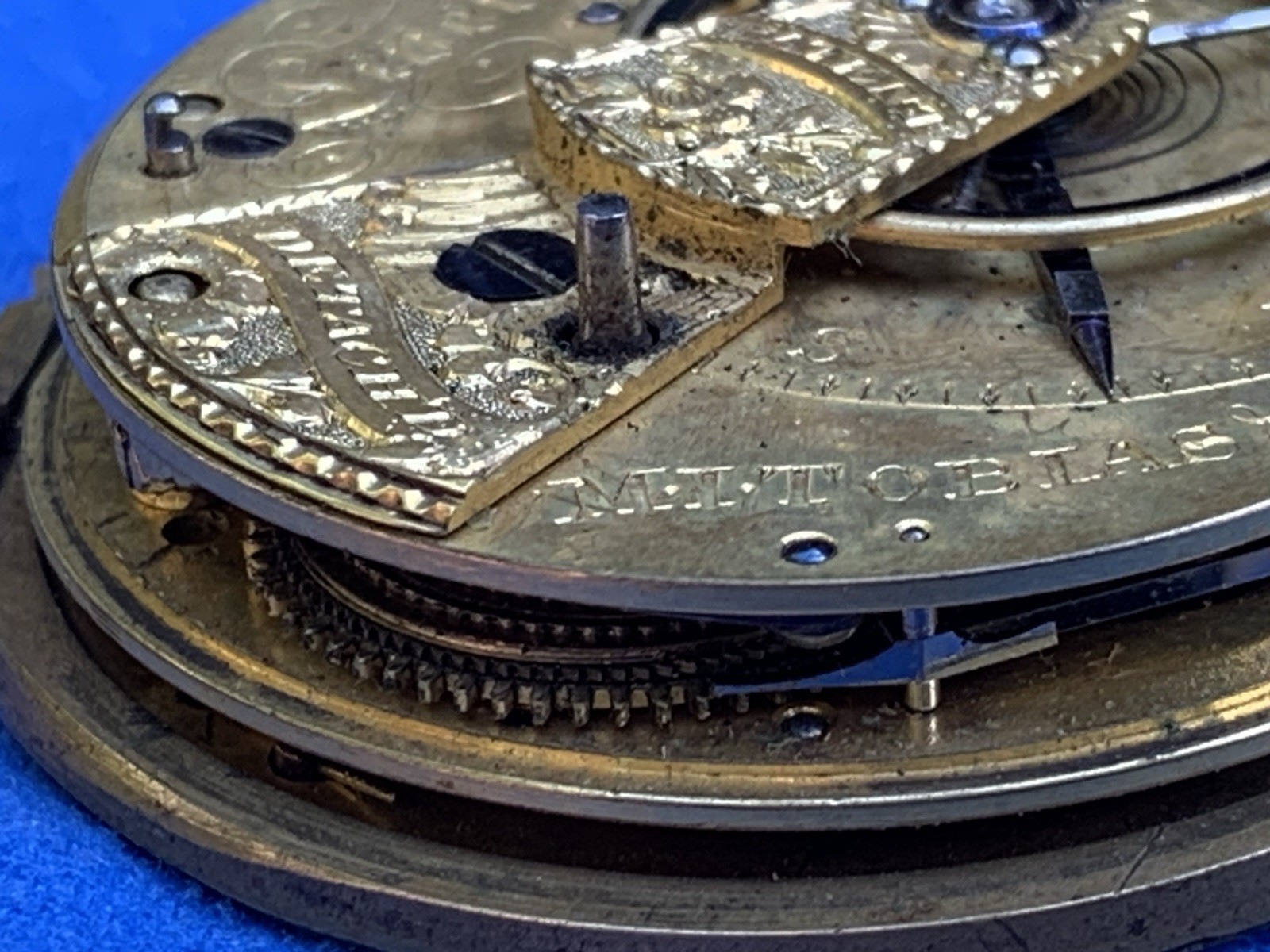 M.I. Tobias & Co Liverpool England Key Wind Fusee Pocket Watch Movement 44mm