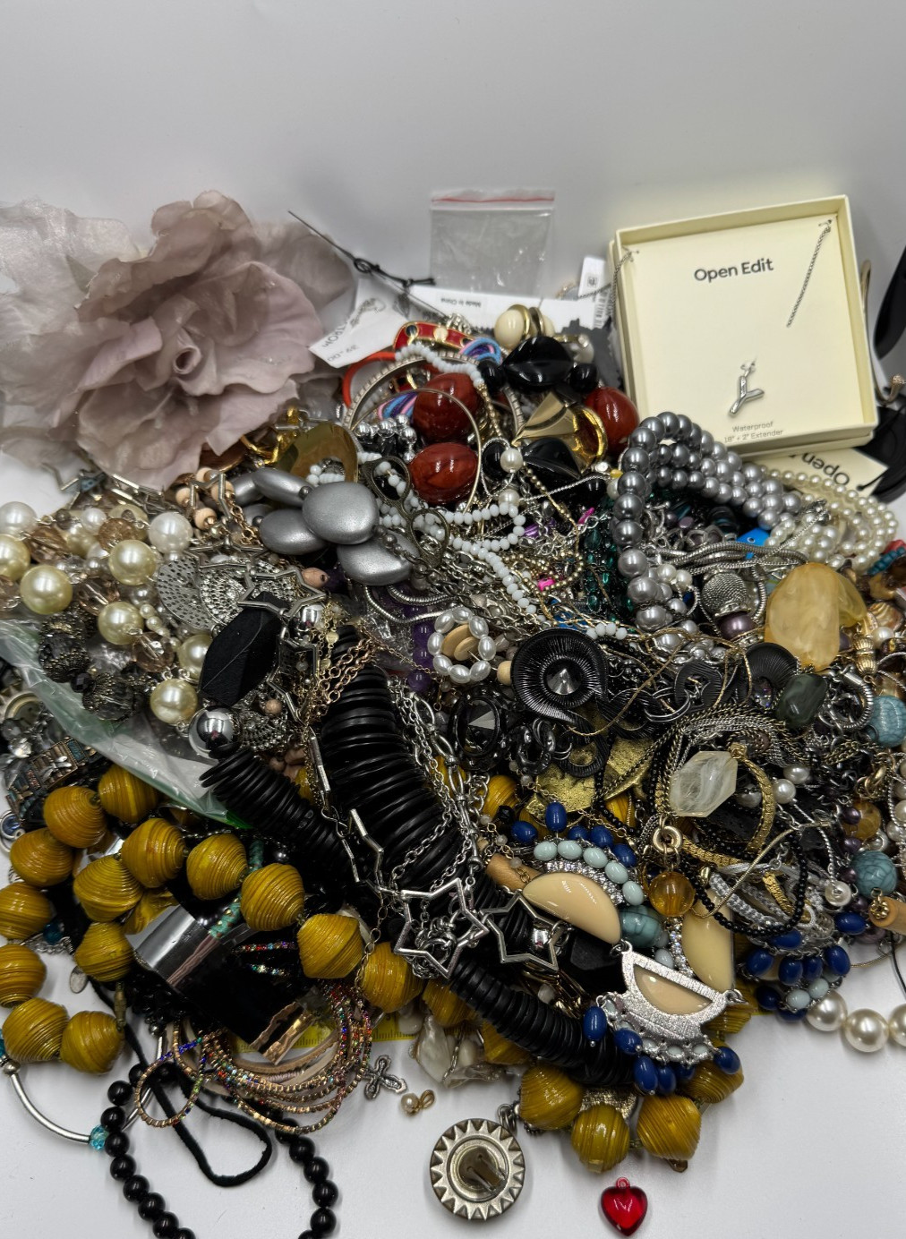 10 lb Gold Tone Costume Jewelry Lot Craft Harvest Repair Repurpose Vintage 2 Now