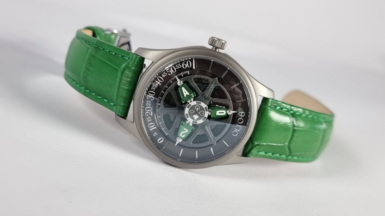 OLTO-8 KING Titanium Green wandering hour automatic watch
