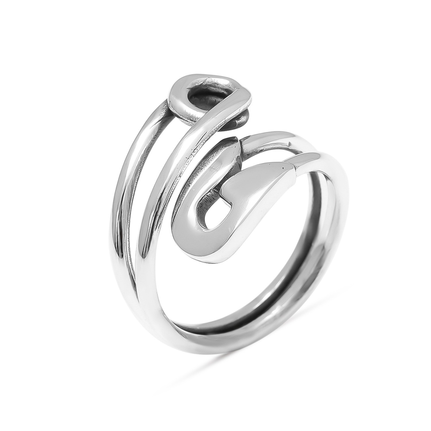 Safety Pin Ring 925 Sterling Silver Handmade Protection Charm Band Gift Jewelry