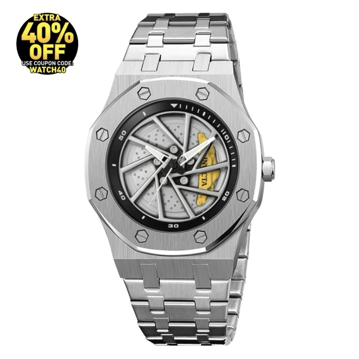 Invicta Speedway Rim Men’s Watch – 42mm Quartz, Skeletal Dial, 30m, Box