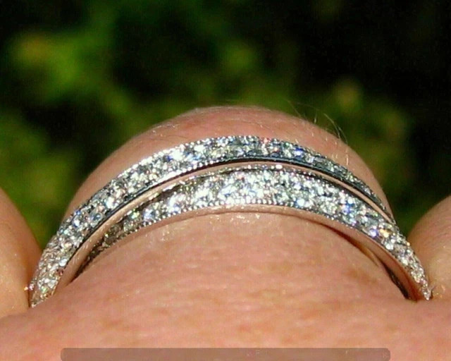 Rolling Eternity Band Ring 14K White Gold Plated 2Ct Round Lab Created Diamond