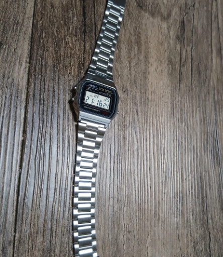 Casio A158WA-1, 7 Year Battery Classic Chronograph Watch, Alarm, Date, NEW