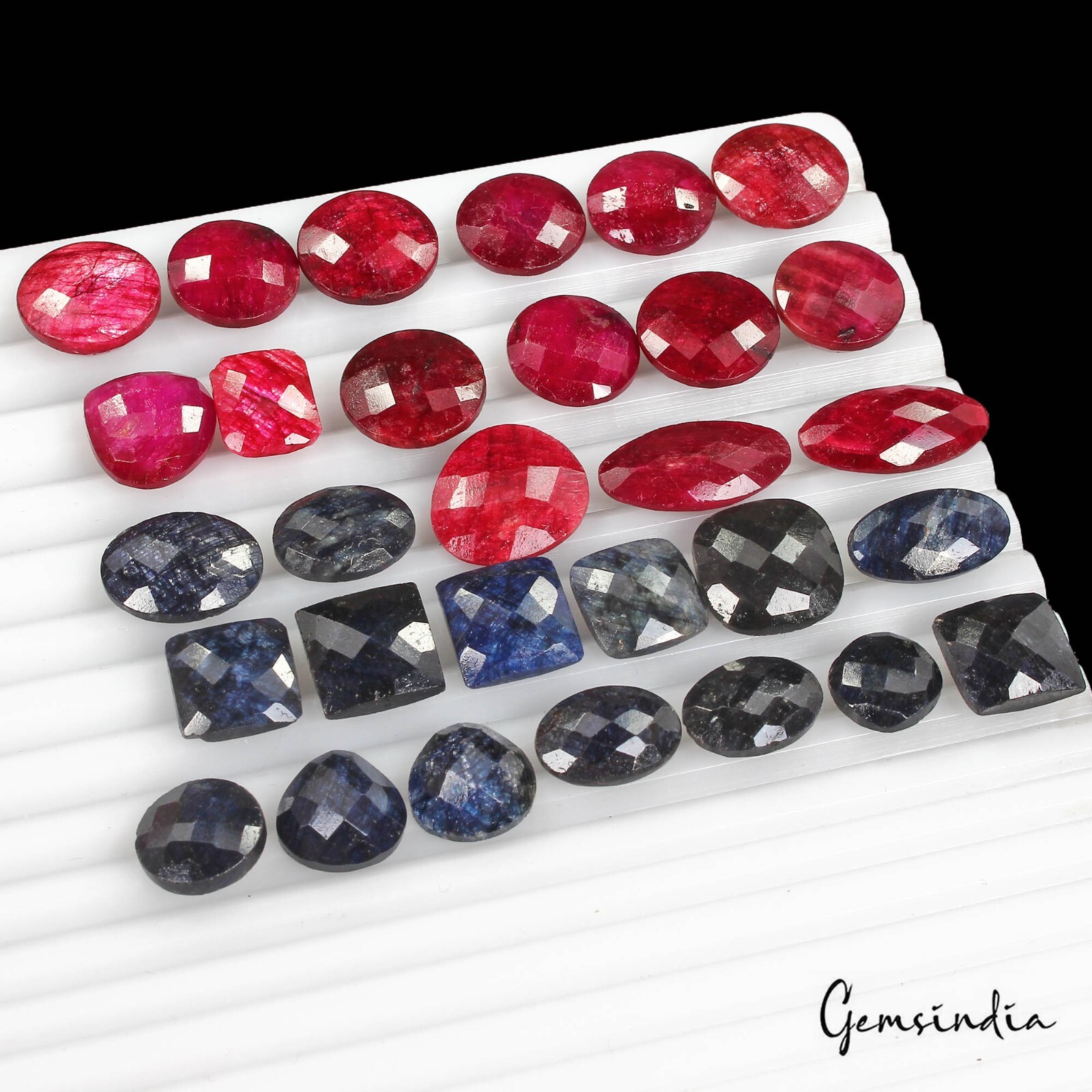 Certified 280 Cts Natural Ruby Sapphire Mix Checker Cut Loose Jewelry Gems Lot