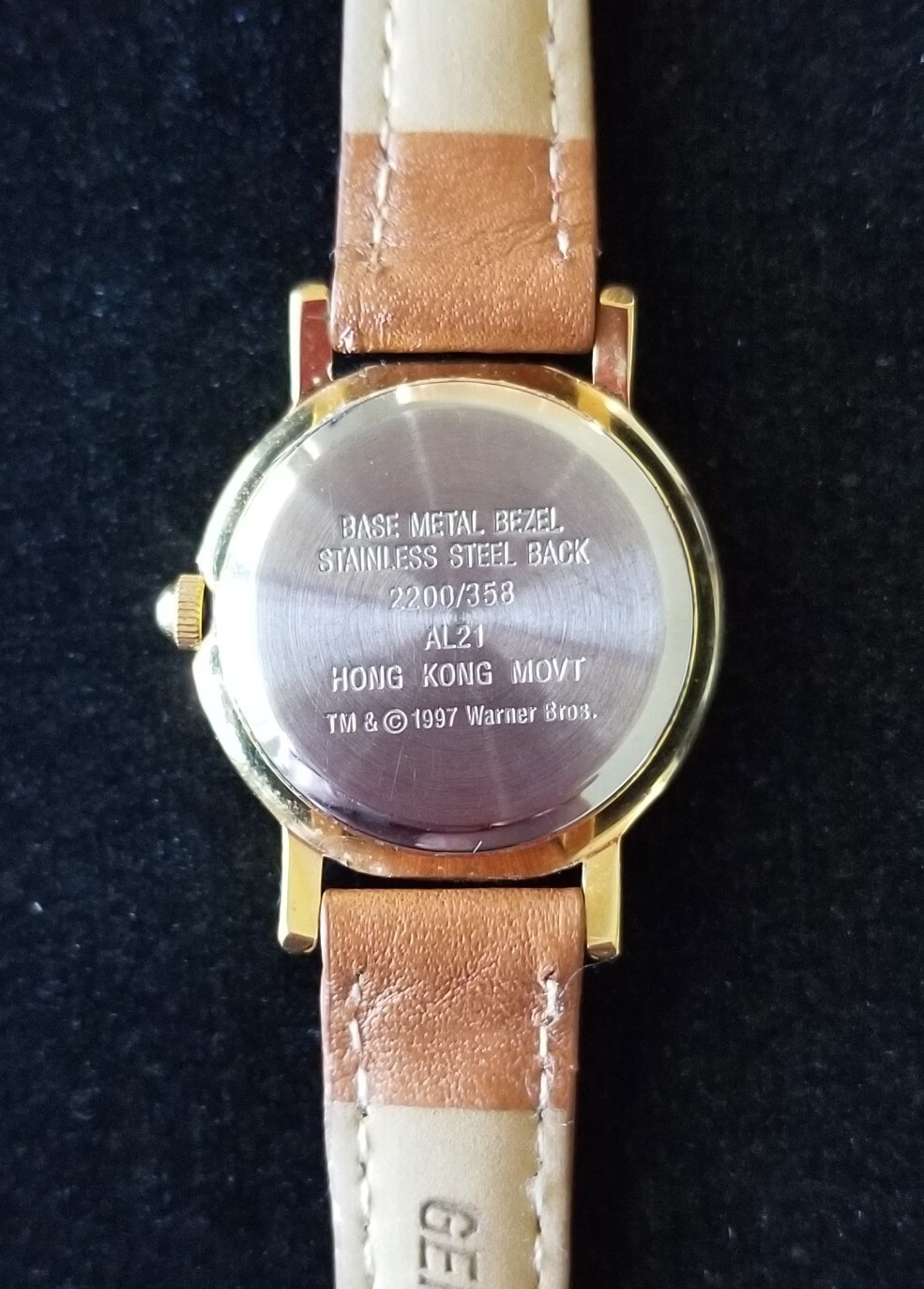 Armitron Tweety Watch 2200/358 Gold Tone Brown Leather Band 5″-6.25″ New Battery