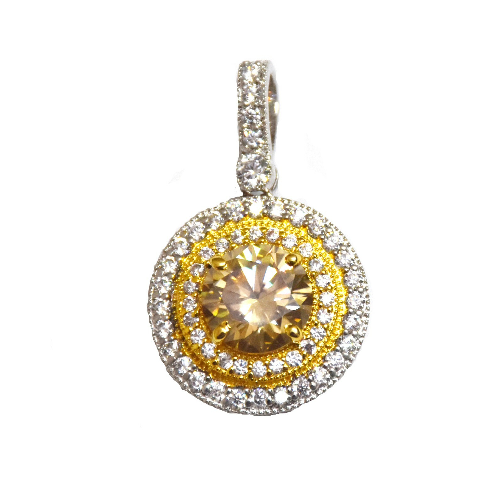 4 Ct Champagne Diamond Pendant in 925 Sterling Silver Certified Anniversary Gift