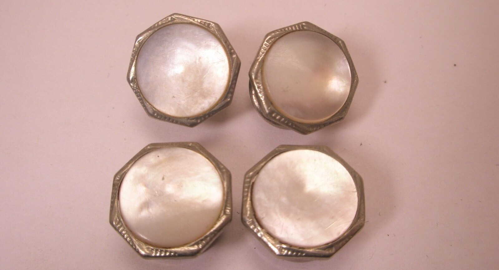 White M other of Pearl Vintage Victor/Edwardian SNAP-LINK Cuff Links kumapart