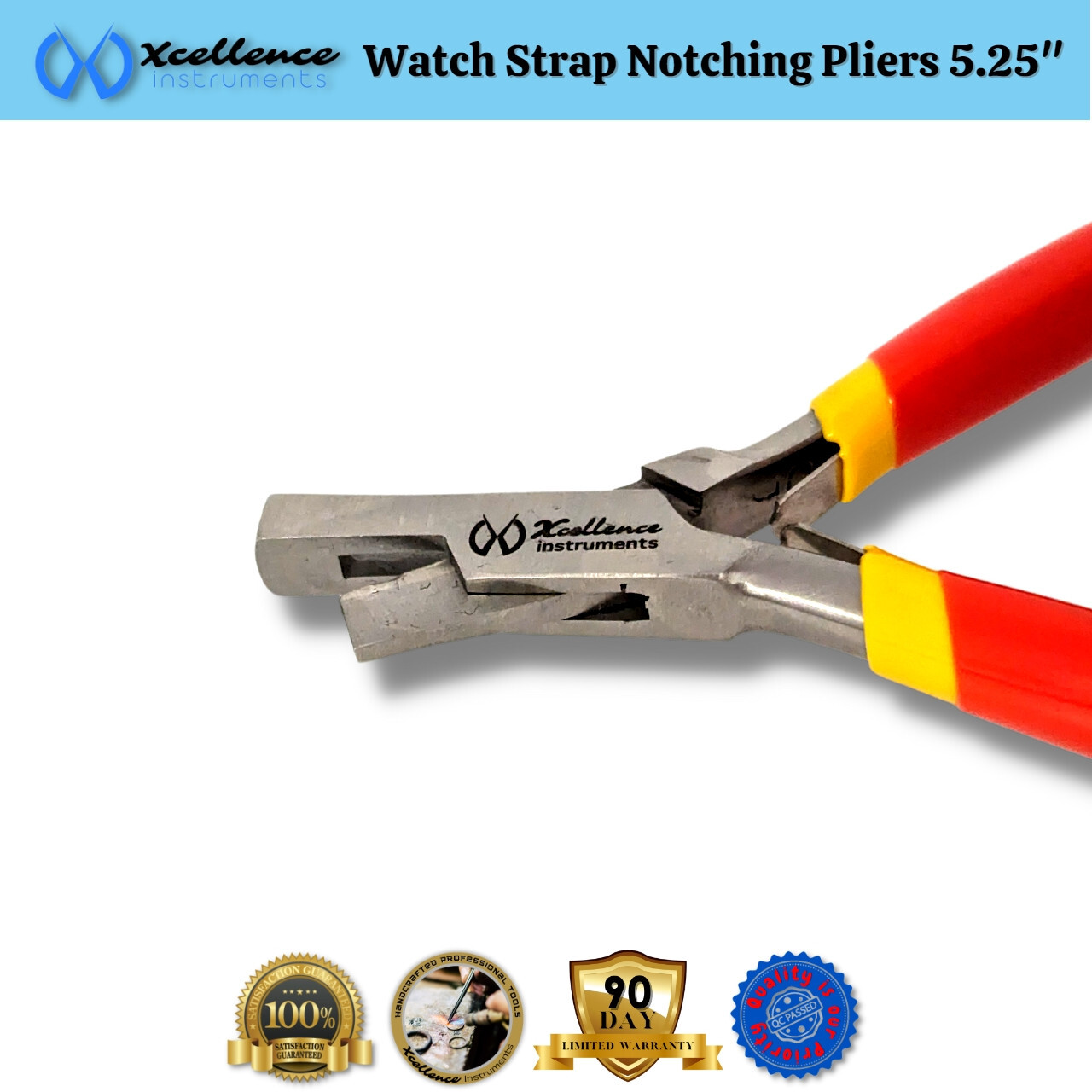 Xcellence Leather & Rubber Watch Strap Notching Pliers Repair Tools 5.25″ Red