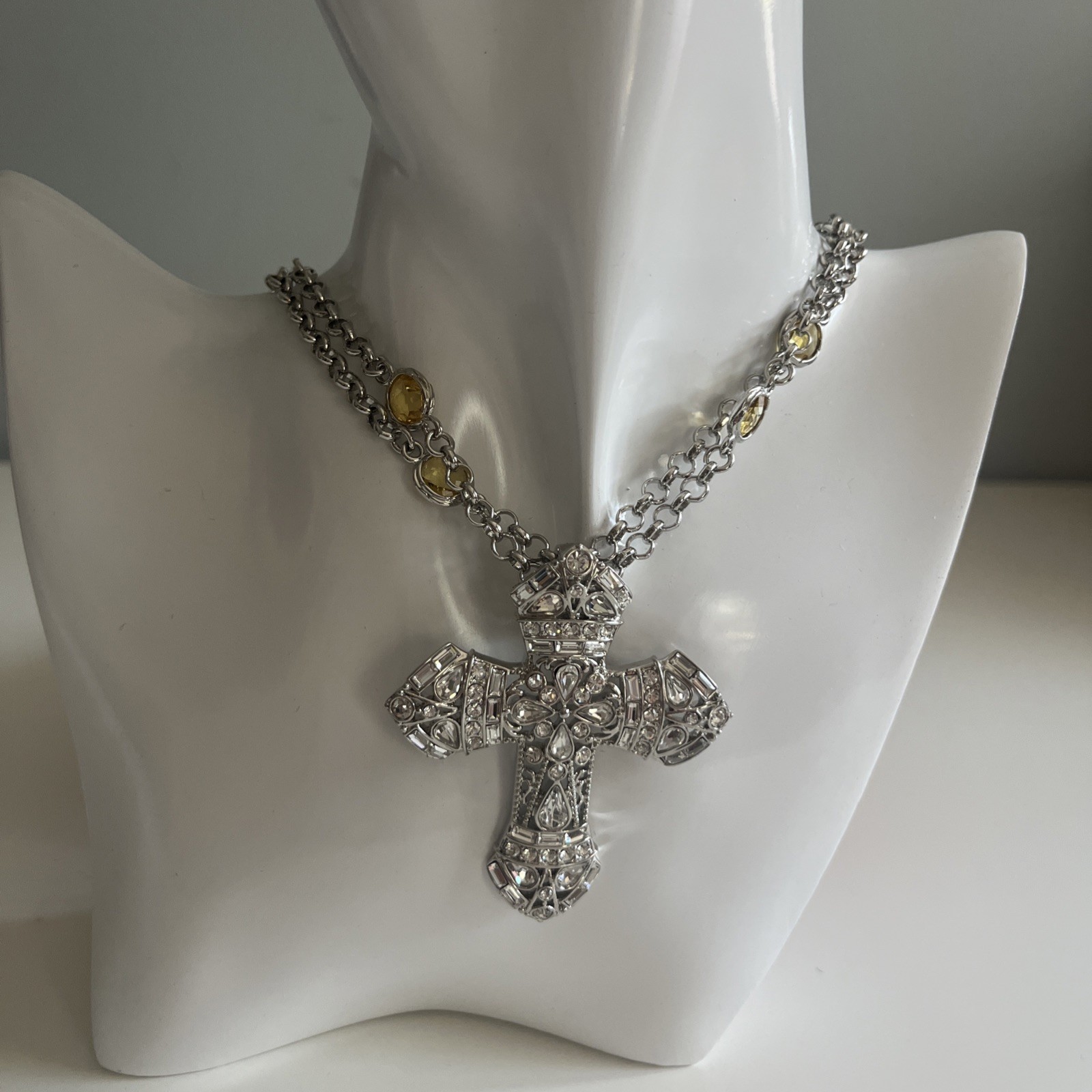 Real Collectibles by Adrienne Crystal Gemstone Cross NEW Necklace