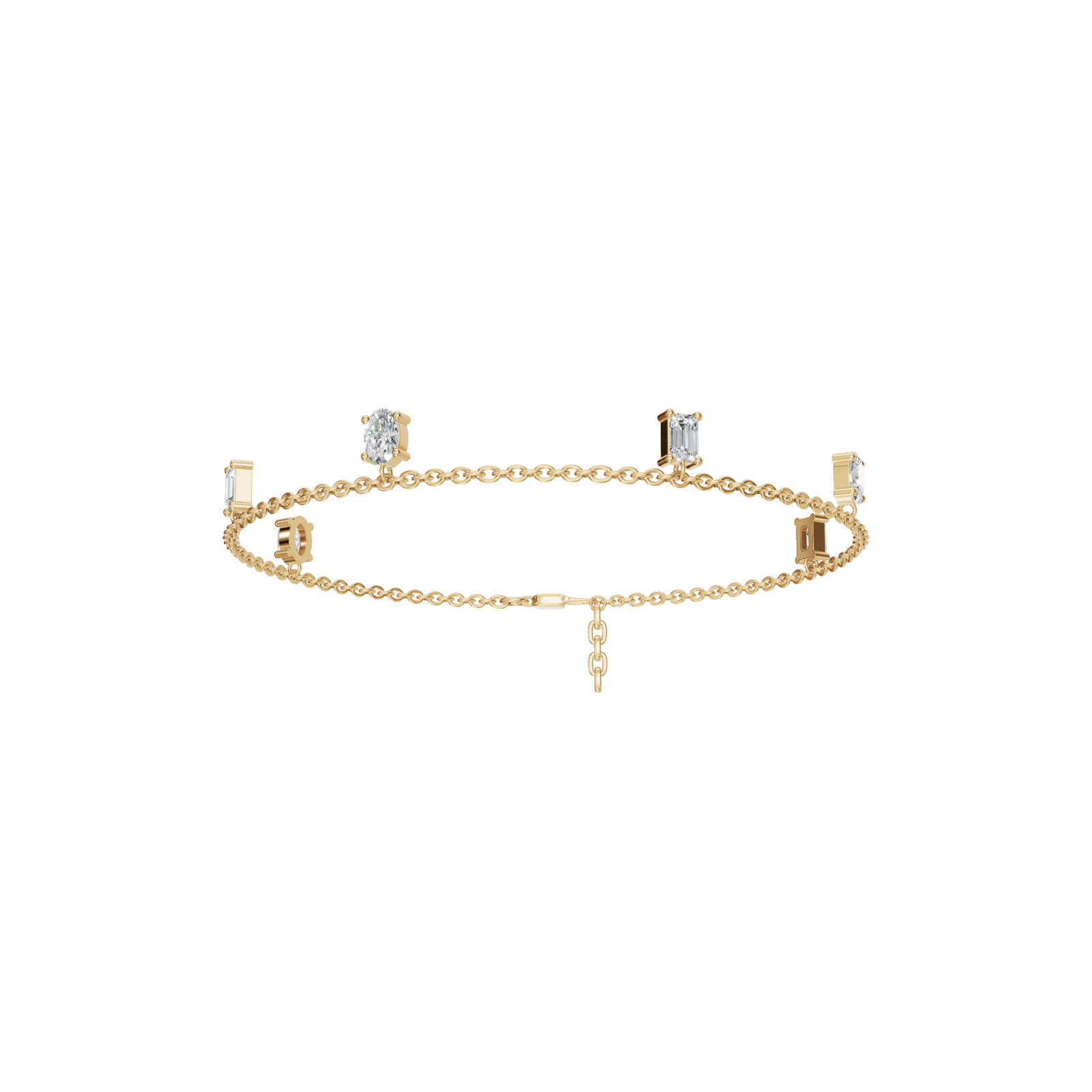 Minimalist Celestial Drops Emerald Oval Lab Grown Diamond Charm Bracelet
