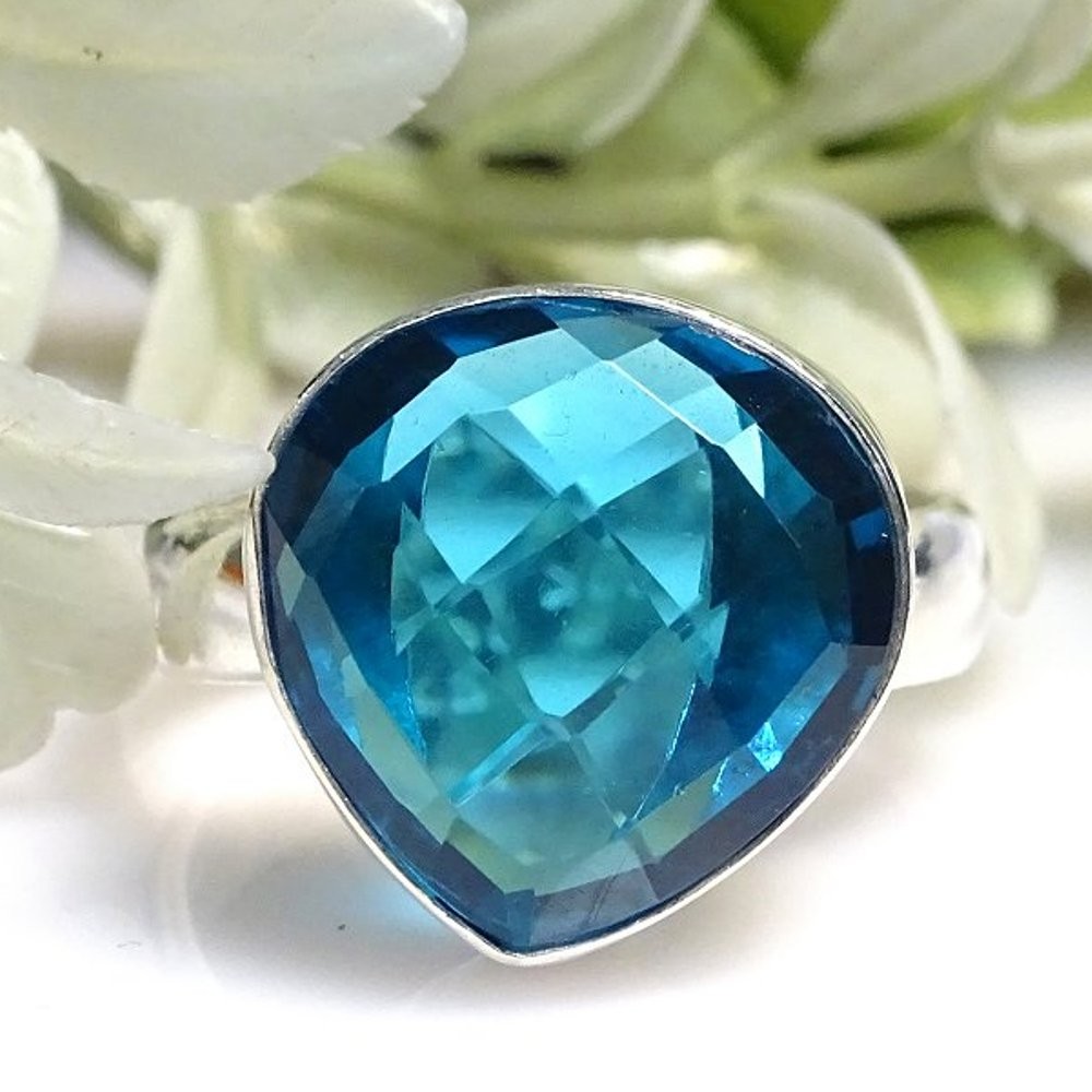Indicolite Tourmaline 925 Sterling Silver Gemstone Jewelry Ring 9.75″ PG 2939