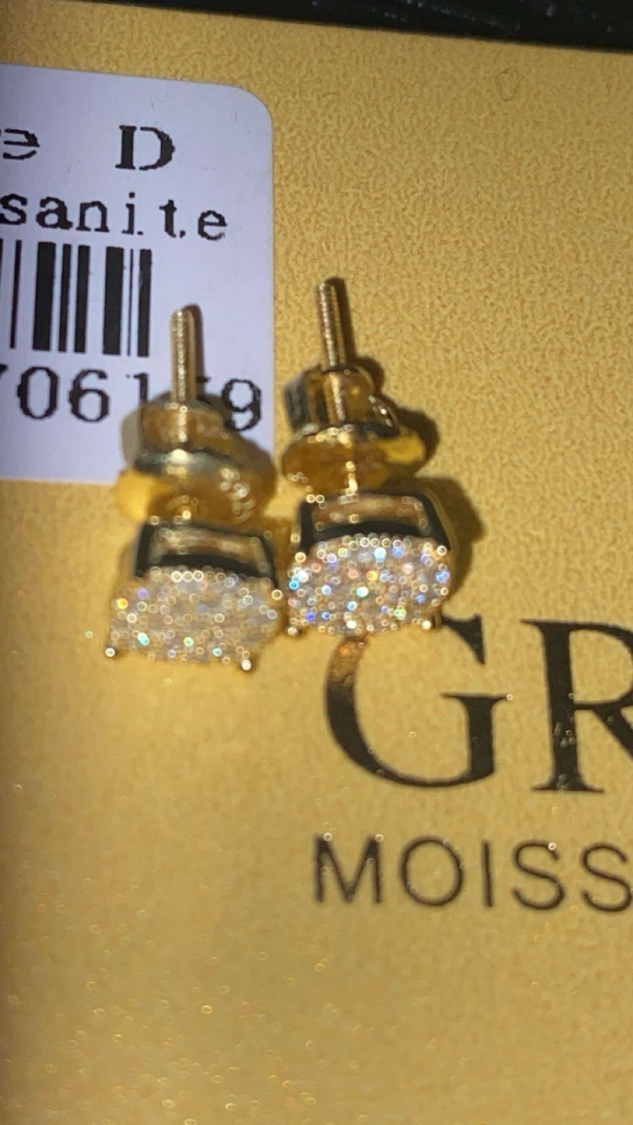 VVS1 Moissanite 14k Gold Stud Earrings 2.00tcw Men/Women ~ GRA Certificate