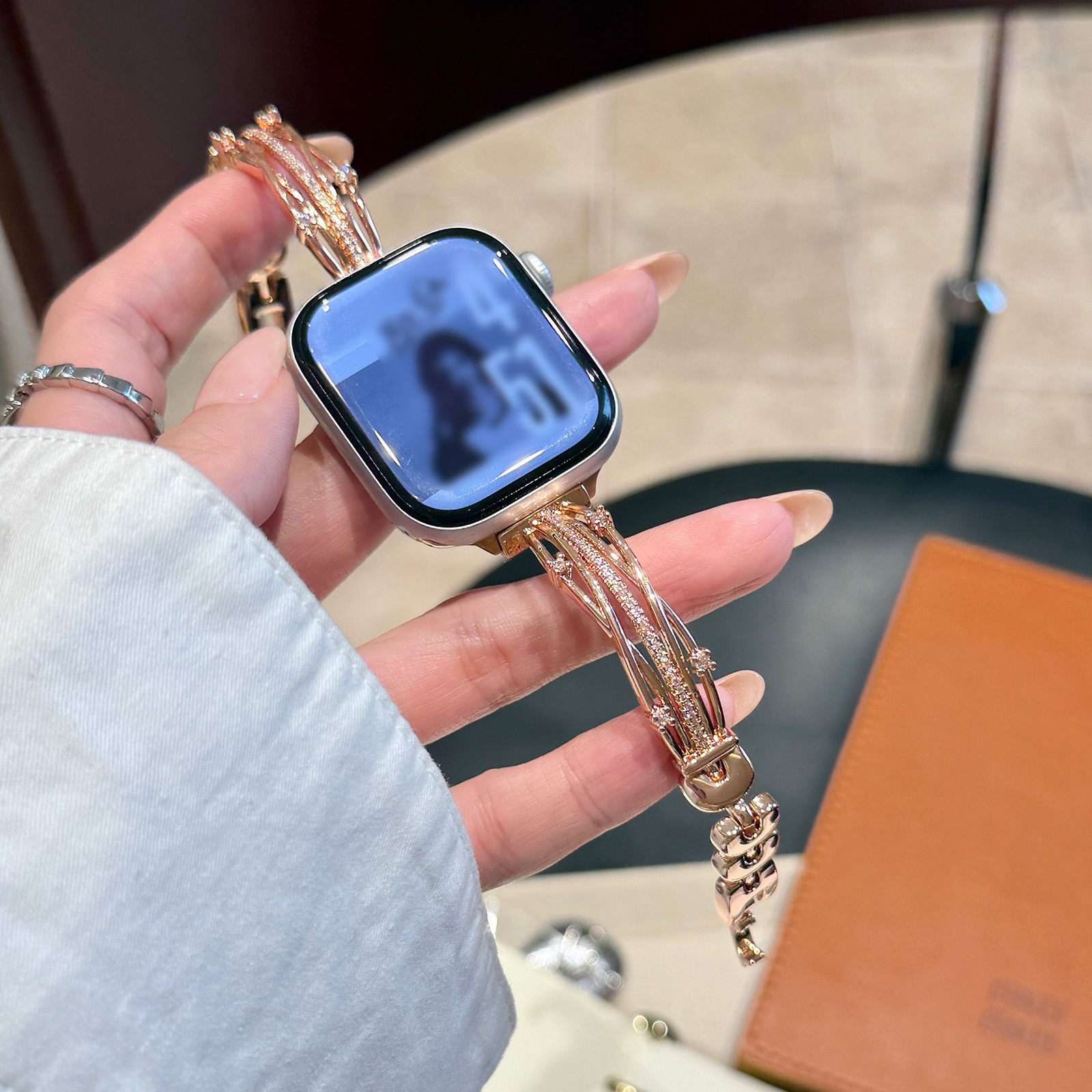 For iWatch Series 11 10 Ultra 2 3 9 8 7 SE 6 Luxury Diamond Metal Band Bracelet